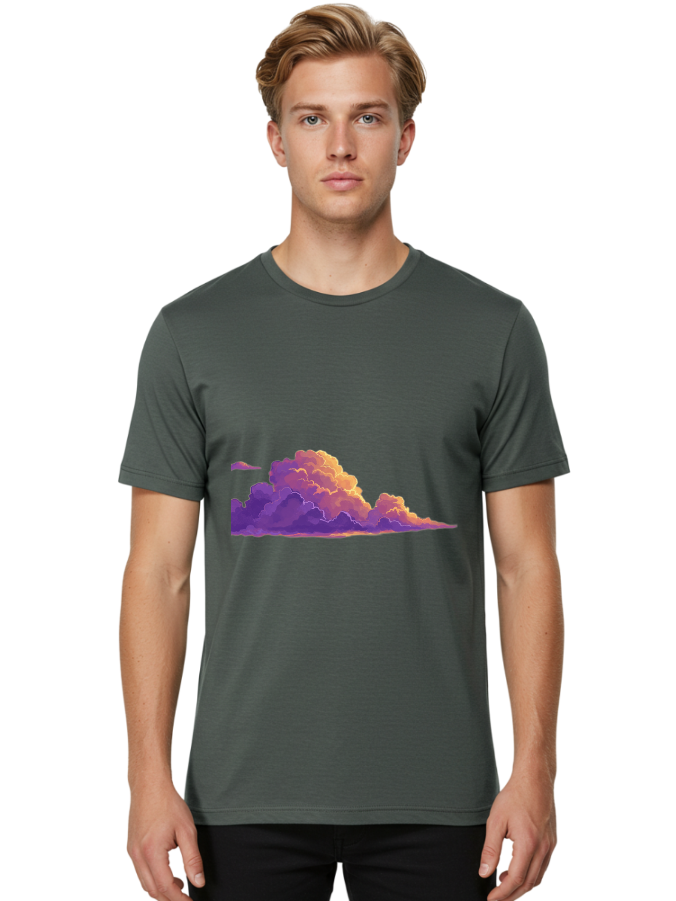 Clouds Men'S Graphic Tee, 100% Cotton, Comfortable Casual Summer Wear, Machine Washable, Vintage Camera, Old Camera, Antique Camera, Black Camera, Classic Photography, Photography Equipment, Nostalgic Device, Film Camera, Camera Art Bak272