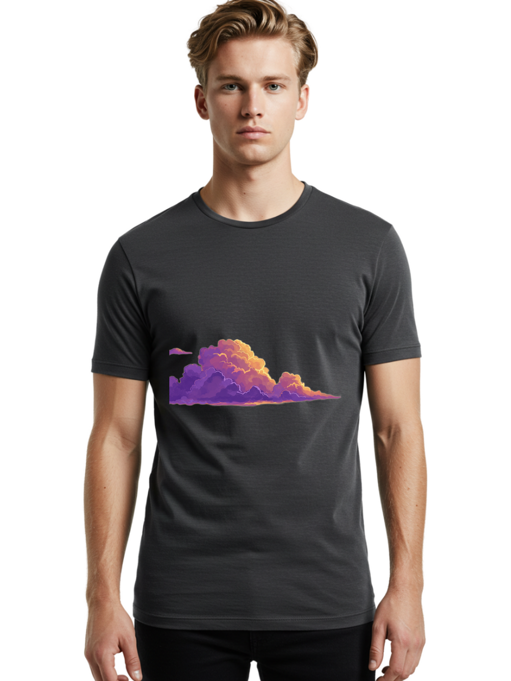 Clouds Men'S Graphic Tee, 100% Cotton, Comfortable Casual Summer Wear, Machine Washable, Vintage Camera, Old Camera, Antique Camera, Black Camera, Classic Photography, Photography Equipment, Nostalgic Device, Film Camera, Camera Art Bak272