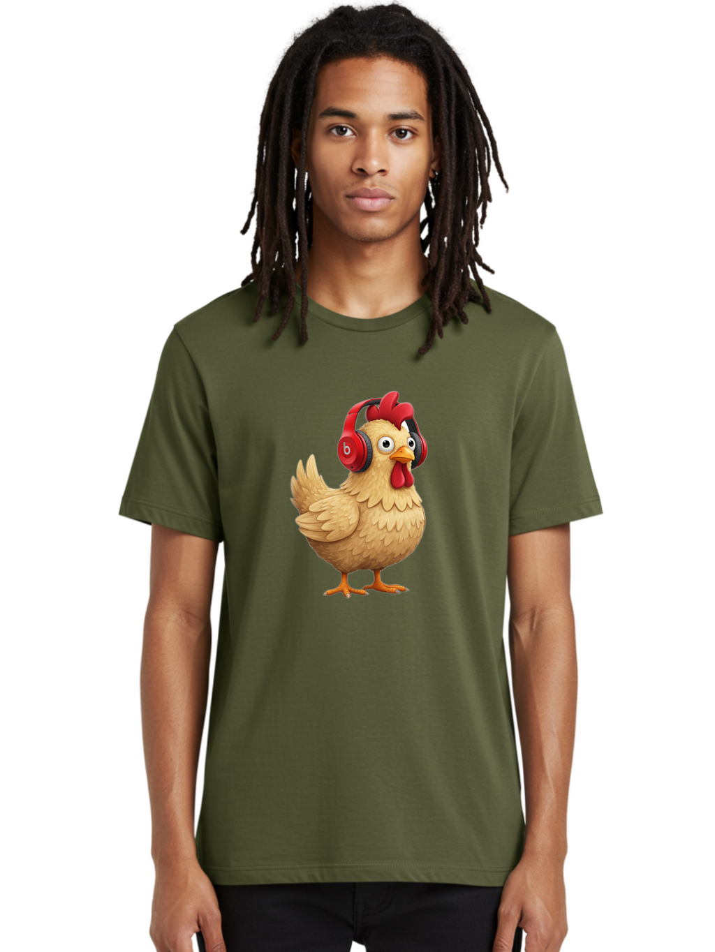 Clucking-Chicken-With-Headphones Men'S Graphic Tee, 100% Cotton, Comfortable Casual Summer Wear, Machine Washable, Vintage Camera, Old Camera, Antique Camera, Black Camera, Classic Photography, Photography Equipment, Nostalgic Device, Bak274