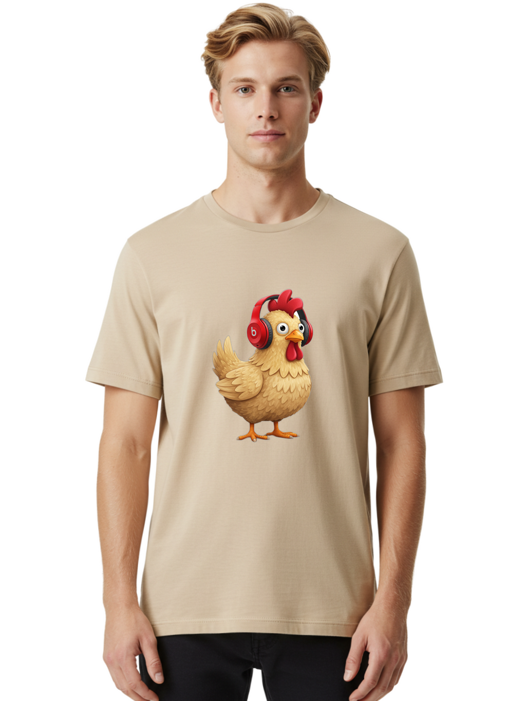 Clucking-Chicken-With-Headphones Men'S Graphic Tee, 100% Cotton, Comfortable Casual Summer Wear, Machine Washable, Vintage Camera, Old Camera, Antique Camera, Black Camera, Classic Photography, Photography Equipment, Nostalgic Device, Bak274