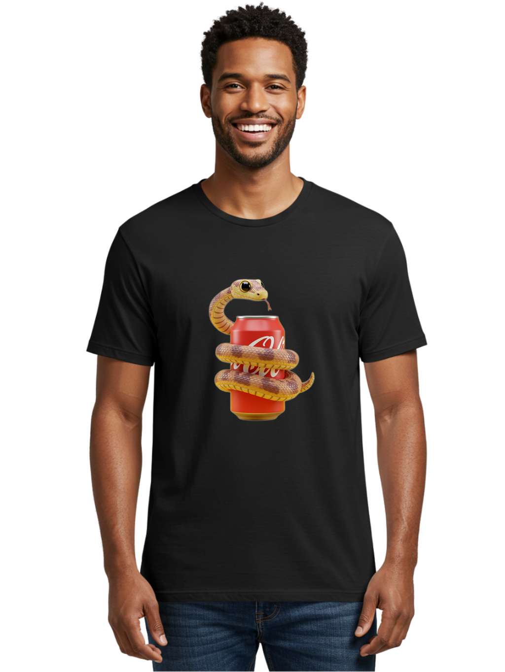 Coca-Cola-Can-Snake Men'S Graphic Tee, 100% Cotton, Comfortable Casual Summer Wear, Machine Washable, Vintage Camera, Old Camera, Antique Camera, Black Camera, Classic Photography, Photography Equipment, Nostalgic Device, Film Camera, Bak275