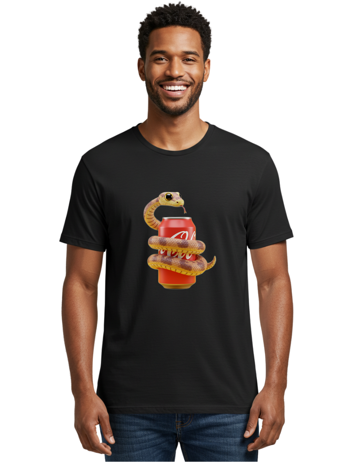 Coca-Cola-Can-Snake Men'S Graphic Tee, 100% Cotton, Comfortable Casual Summer Wear, Machine Washable, Vintage Camera, Old Camera, Antique Camera, Black Camera, Classic Photography, Photography Equipment, Nostalgic Device, Film Camera, Bak275
