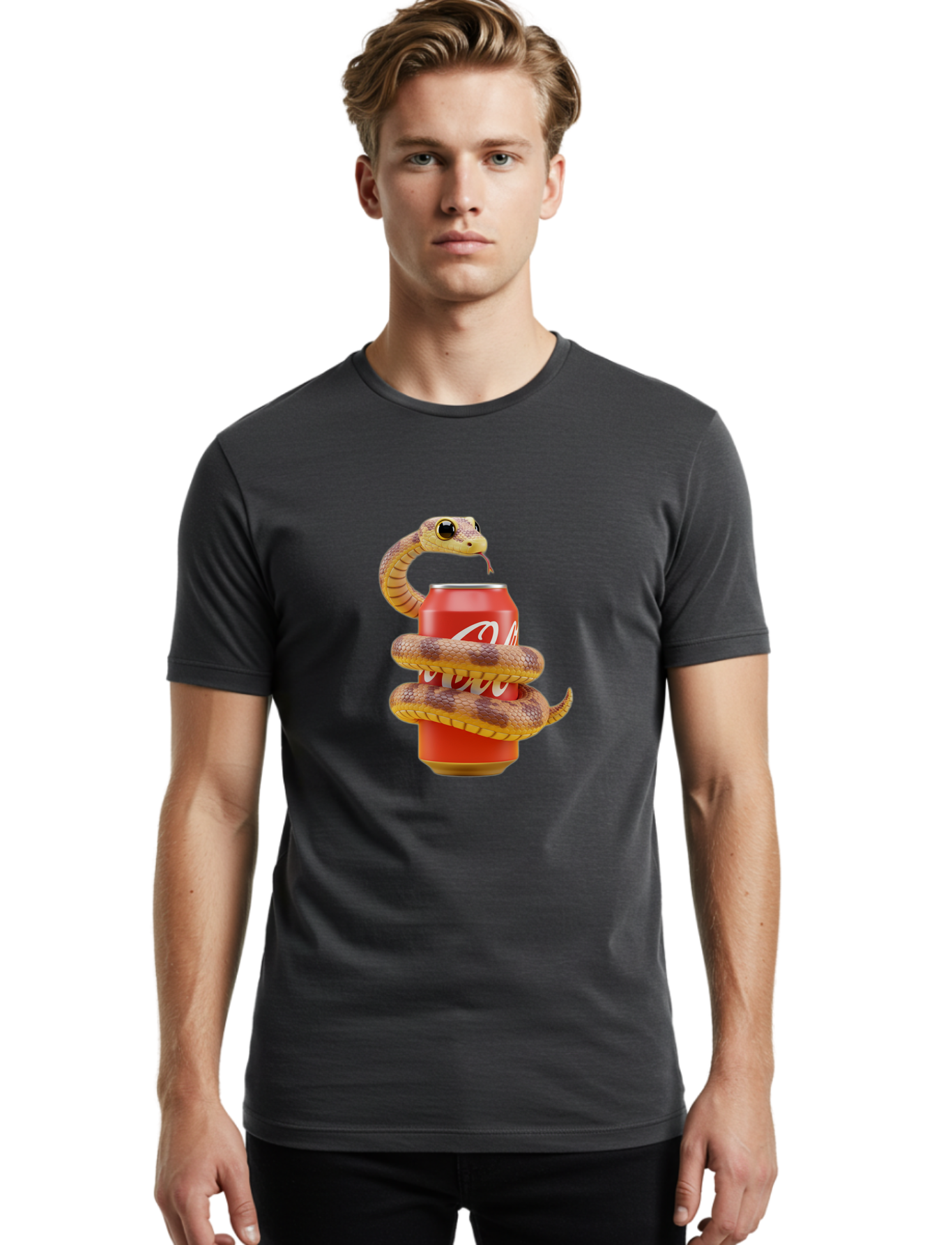 Coca-Cola-Can-Snake Men'S Graphic Tee, 100% Cotton, Comfortable Casual Summer Wear, Machine Washable, Vintage Camera, Old Camera, Antique Camera, Black Camera, Classic Photography, Photography Equipment, Nostalgic Device, Film Camera, Bak275