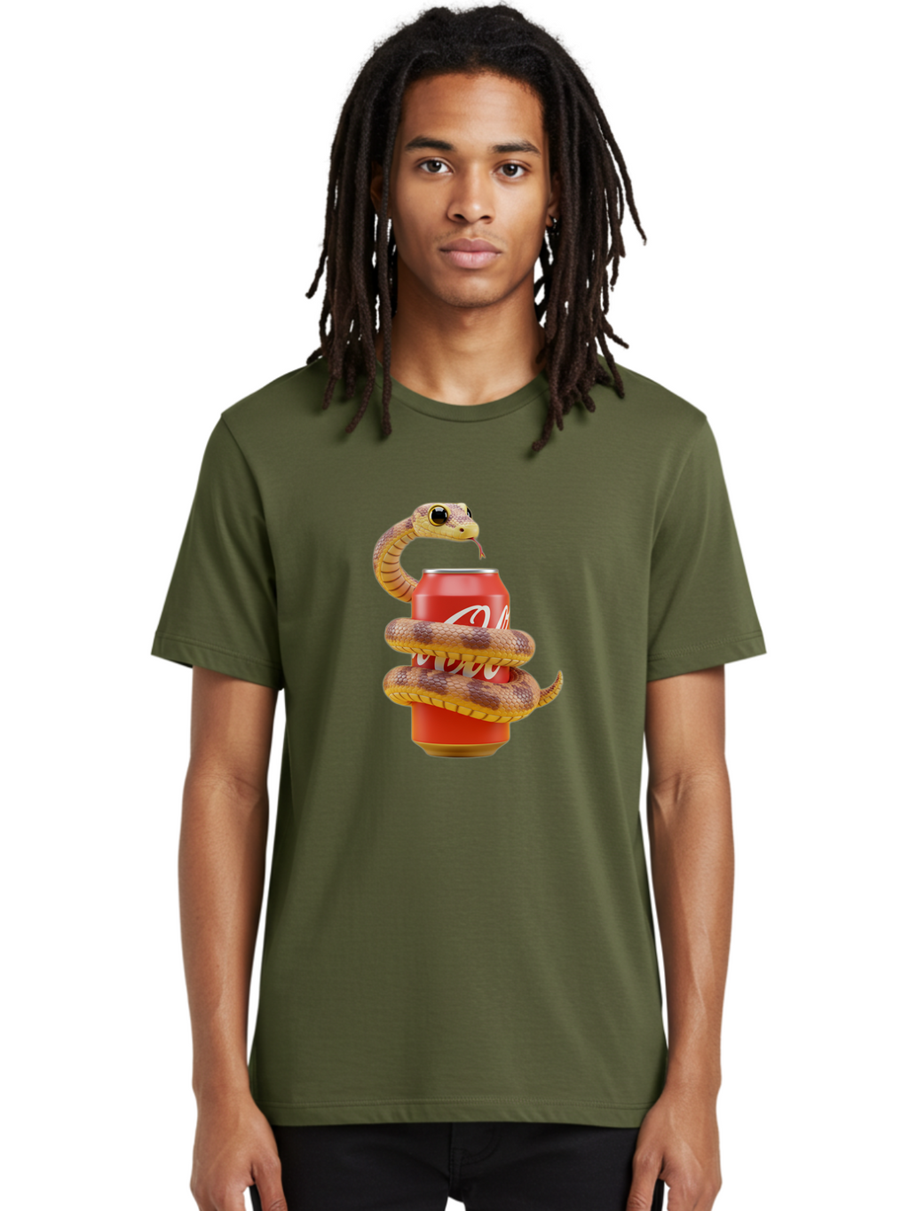 Coca-Cola-Can-Snake Men'S Graphic Tee, 100% Cotton, Comfortable Casual Summer Wear, Machine Washable, Vintage Camera, Old Camera, Antique Camera, Black Camera, Classic Photography, Photography Equipment, Nostalgic Device, Film Camera, Bak275