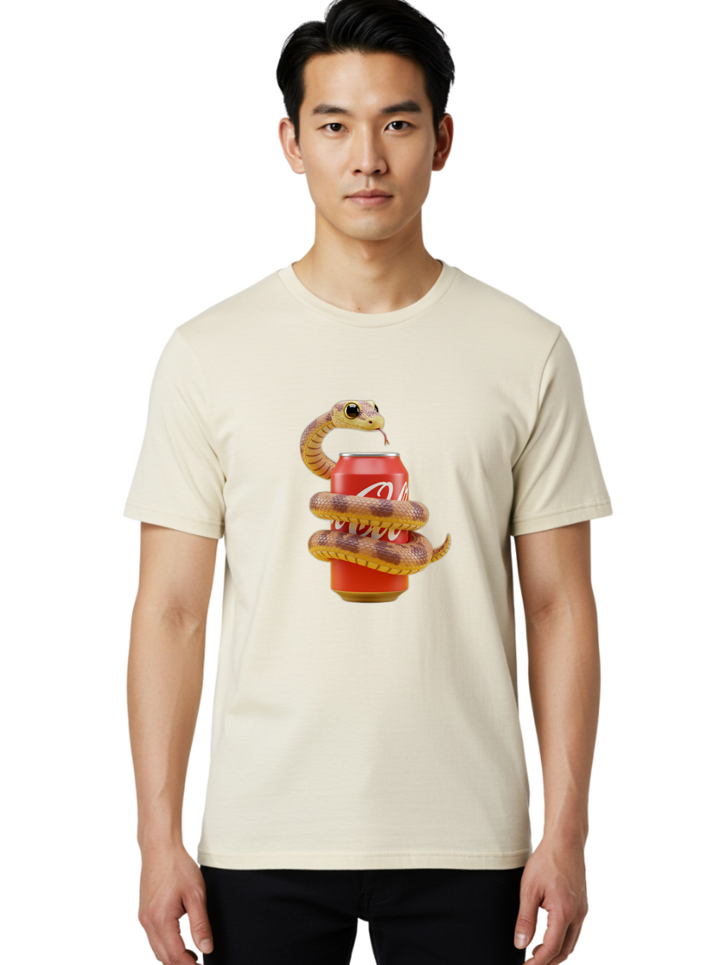 Coca-Cola-Can-Snake Men'S Graphic Tee, 100% Cotton, Comfortable Casual Summer Wear, Machine Washable, Vintage Camera, Old Camera, Antique Camera, Black Camera, Classic Photography, Photography Equipment, Nostalgic Device, Film Camera, Bak275