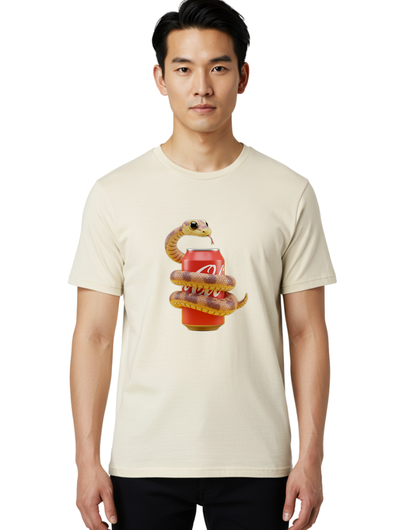 Coca-Cola-Can-Snake Men'S Graphic Tee, 100% Cotton, Comfortable Casual Summer Wear, Machine Washable, Vintage Camera, Old Camera, Antique Camera, Black Camera, Classic Photography, Photography Equipment, Nostalgic Device, Film Camera, Bak275