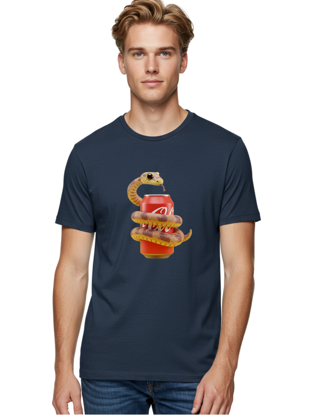 Coca-Cola-Can-Snake Men'S Graphic Tee, 100% Cotton, Comfortable Casual Summer Wear, Machine Washable, Vintage Camera, Old Camera, Antique Camera, Black Camera, Classic Photography, Photography Equipment, Nostalgic Device, Film Camera, Bak275