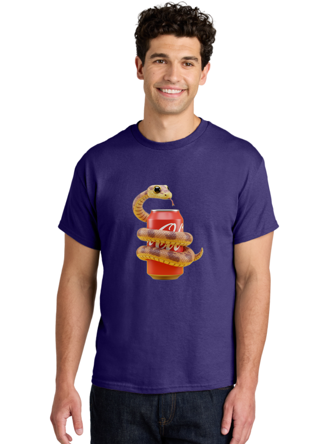 Coca-Cola-Can-Snake Men'S Graphic Tee, 100% Cotton, Comfortable Casual Summer Wear, Machine Washable, Vintage Camera, Old Camera, Antique Camera, Black Camera, Classic Photography, Photography Equipment, Nostalgic Device, Film Camera, Bak275