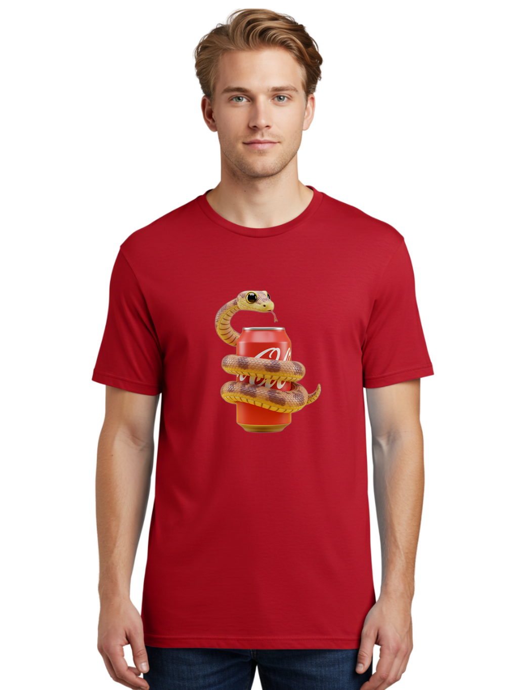 Coca-Cola-Can-Snake Men'S Graphic Tee, 100% Cotton, Comfortable Casual Summer Wear, Machine Washable, Vintage Camera, Old Camera, Antique Camera, Black Camera, Classic Photography, Photography Equipment, Nostalgic Device, Film Camera, Bak275