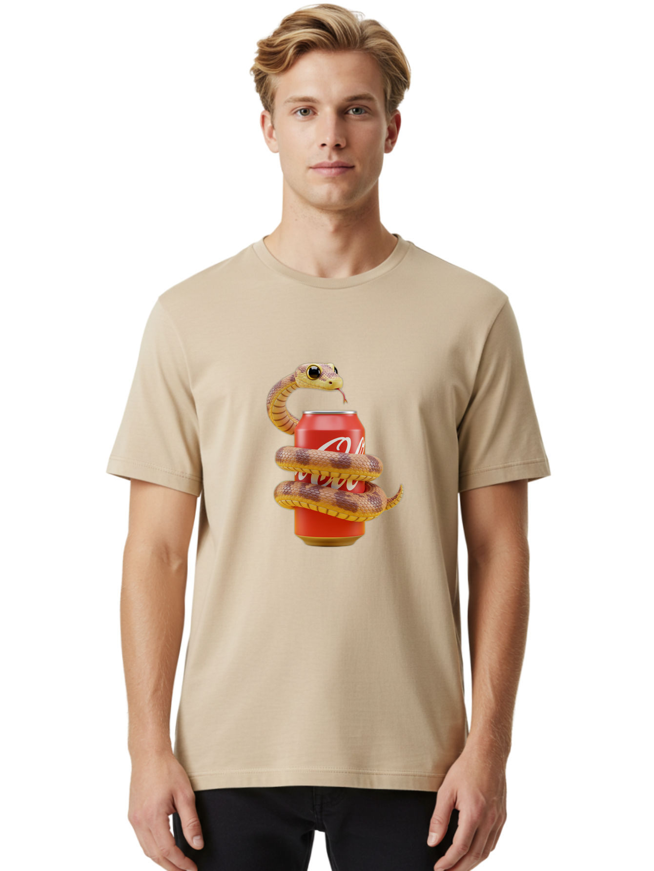 Coca-Cola-Can-Snake Men'S Graphic Tee, 100% Cotton, Comfortable Casual Summer Wear, Machine Washable, Vintage Camera, Old Camera, Antique Camera, Black Camera, Classic Photography, Photography Equipment, Nostalgic Device, Film Camera, Bak275