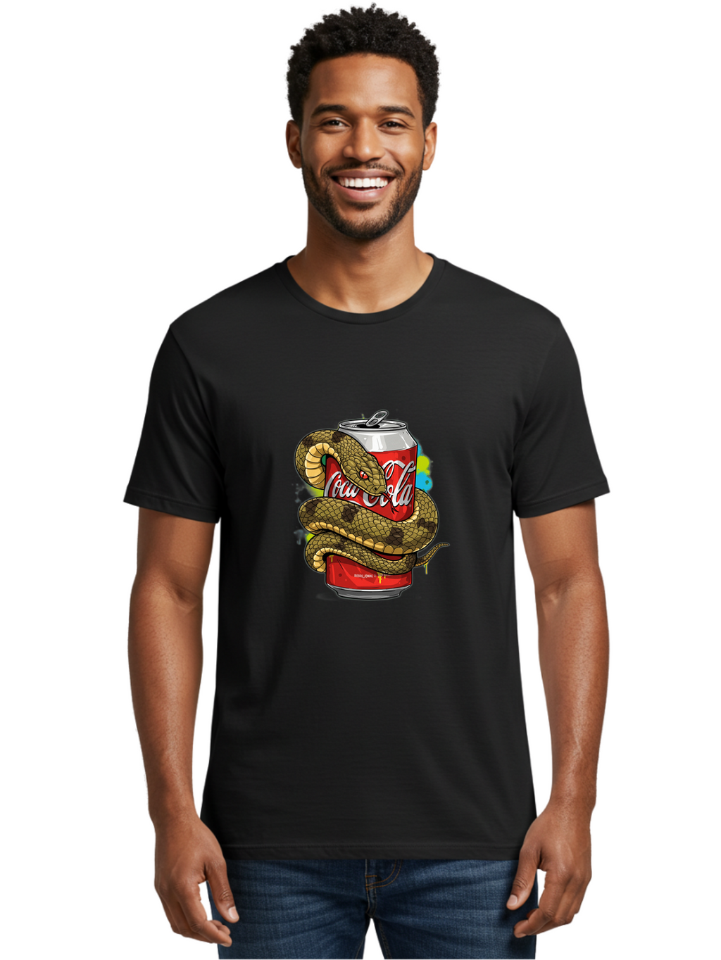 Coca-Cola-Snake-Can Men'S Graphic Tee, 100% Cotton, Comfortable Casual Summer Wear, Machine Washable, Vintage Camera, Old Camera, Antique Camera, Black Camera, Classic Photography, Photography Equipment, Nostalgic Device, Film Camera, Bak276