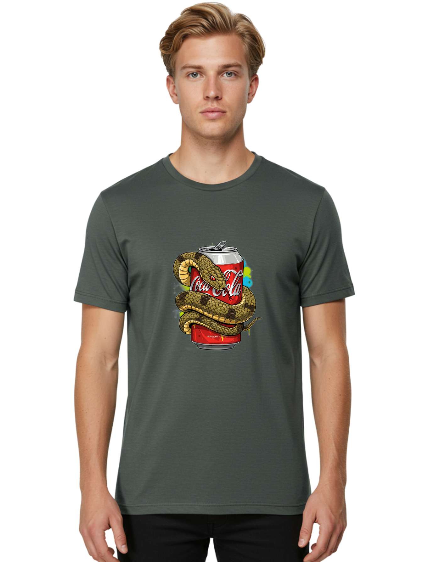 Coca-Cola-Snake-Can Men'S Graphic Tee, 100% Cotton, Comfortable Casual Summer Wear, Machine Washable, Vintage Camera, Old Camera, Antique Camera, Black Camera, Classic Photography, Photography Equipment, Nostalgic Device, Film Camera, Bak276