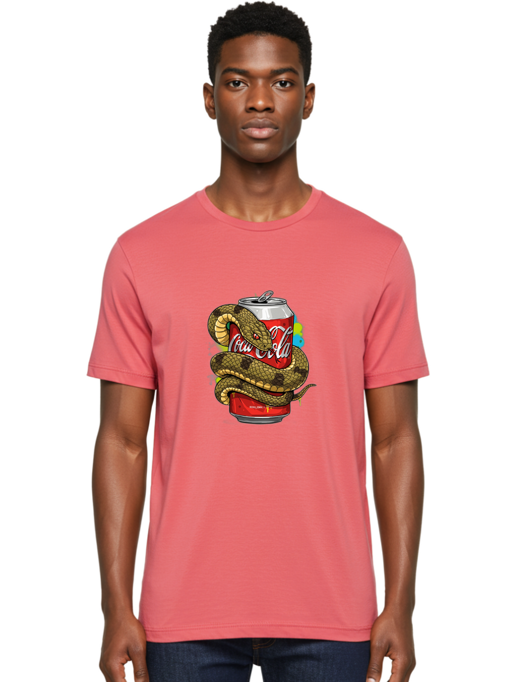 Coca-Cola-Snake-Can Men'S Graphic Tee, 100% Cotton, Comfortable Casual Summer Wear, Machine Washable, Vintage Camera, Old Camera, Antique Camera, Black Camera, Classic Photography, Photography Equipment, Nostalgic Device, Film Camera, Bak276