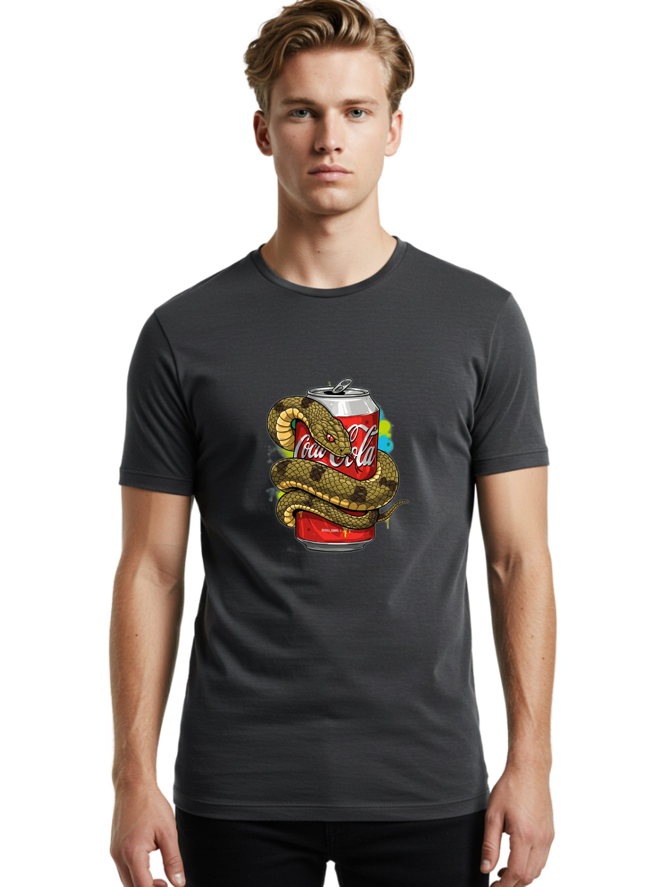 Coca-Cola-Snake-Can Men'S Graphic Tee, 100% Cotton, Comfortable Casual Summer Wear, Machine Washable, Vintage Camera, Old Camera, Antique Camera, Black Camera, Classic Photography, Photography Equipment, Nostalgic Device, Film Camera, Bak276