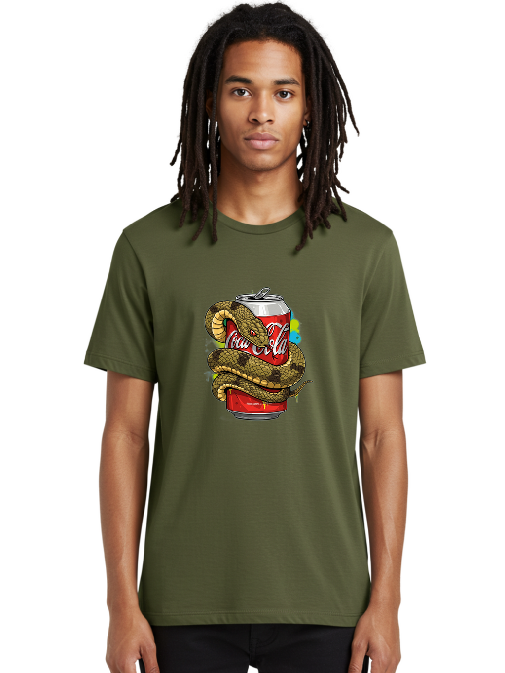 Coca-Cola-Snake-Can Men'S Graphic Tee, 100% Cotton, Comfortable Casual Summer Wear, Machine Washable, Vintage Camera, Old Camera, Antique Camera, Black Camera, Classic Photography, Photography Equipment, Nostalgic Device, Film Camera, Bak276