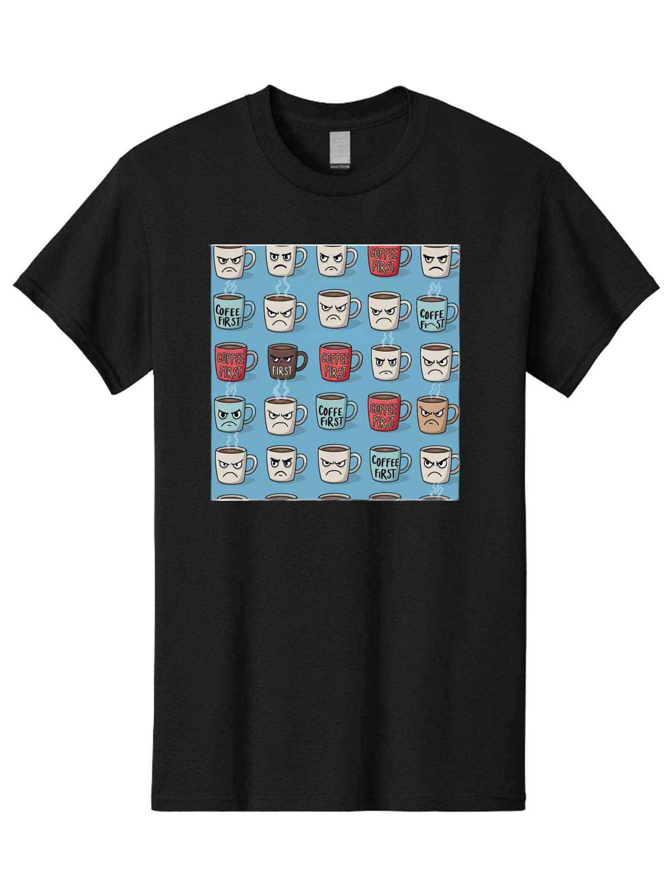 Coffee-First-1 Men'S Graphic Tee, 100% Cotton, Comfortable Casual Summer Wear, Machine Washable, Vintage Camera, Old Camera, Antique Camera, Black Camera, Classic Photography, Photography Equipment, Nostalgic Device, Film Camera, Camera Art Bak279