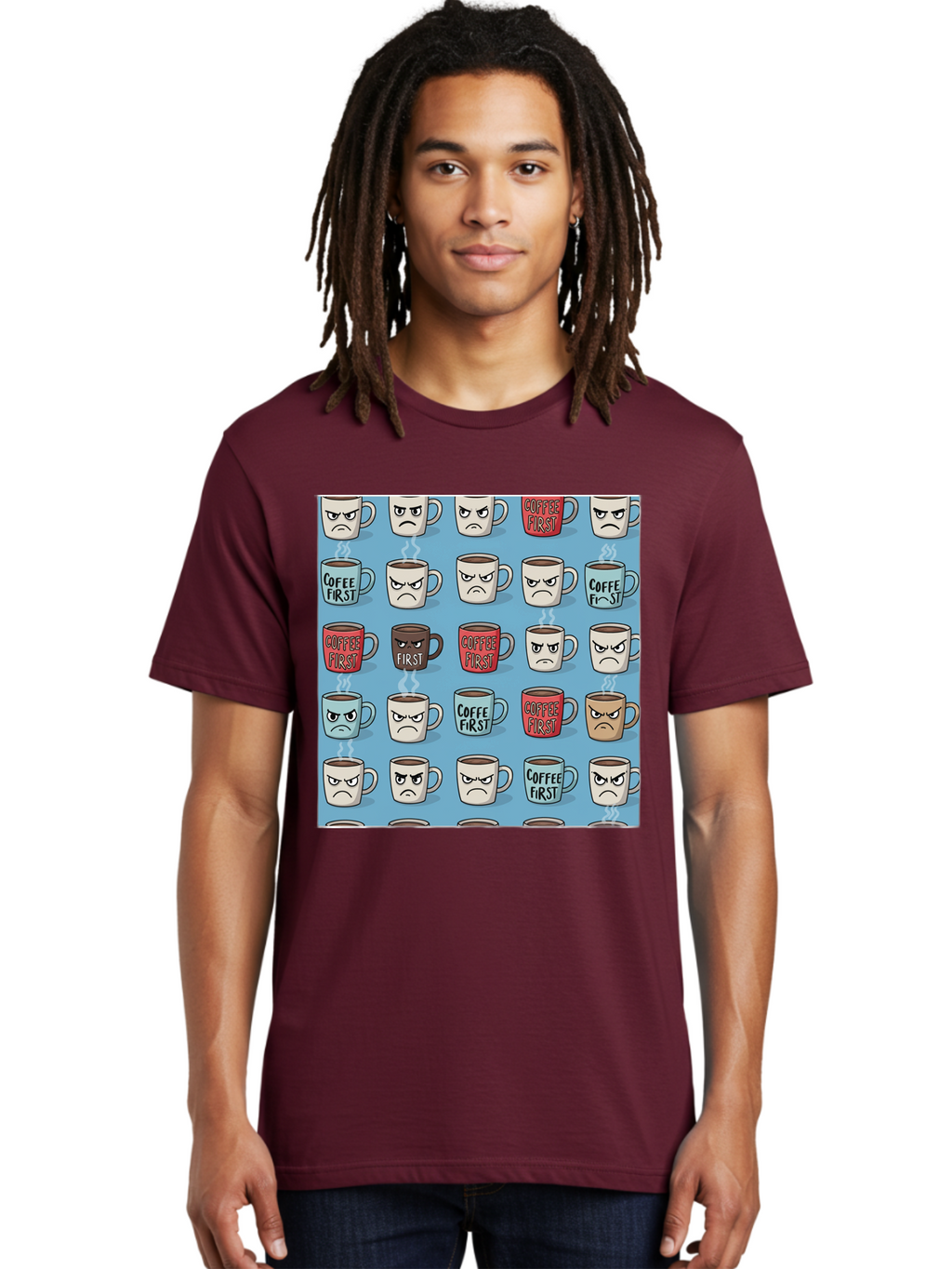 Coffee-First-1 Men'S Graphic Tee, 100% Cotton, Comfortable Casual Summer Wear, Machine Washable, Vintage Camera, Old Camera, Antique Camera, Black Camera, Classic Photography, Photography Equipment, Nostalgic Device, Film Camera, Camera Art Bak279