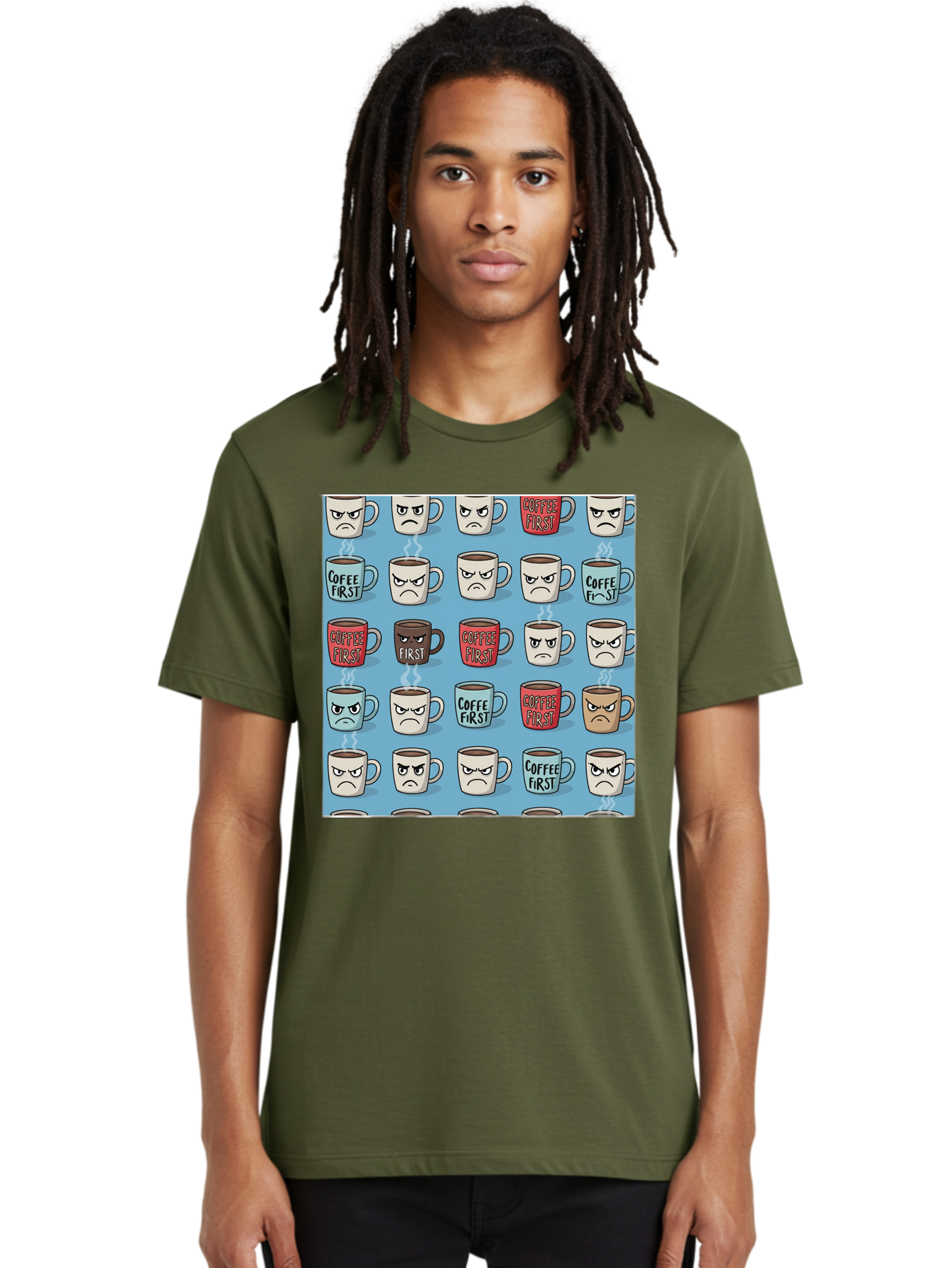 Coffee-First-1 Men'S Graphic Tee, 100% Cotton, Comfortable Casual Summer Wear, Machine Washable, Vintage Camera, Old Camera, Antique Camera, Black Camera, Classic Photography, Photography Equipment, Nostalgic Device, Film Camera, Camera Art Bak279