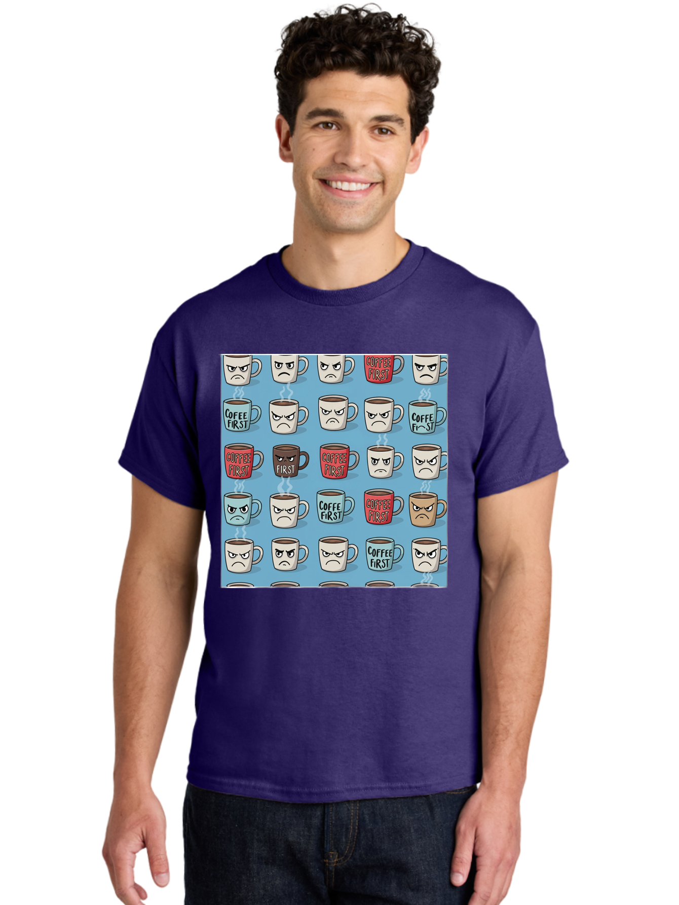 Coffee-First-1 Men'S Graphic Tee, 100% Cotton, Comfortable Casual Summer Wear, Machine Washable, Vintage Camera, Old Camera, Antique Camera, Black Camera, Classic Photography, Photography Equipment, Nostalgic Device, Film Camera, Camera Art Bak279