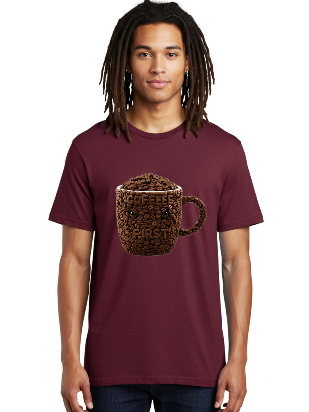 Coffee-First-2 Men'S Graphic Tee, 100% Cotton, Comfortable Casual Summer Wear, Machine Washable, Vintage Camera, Old Camera, Antique Camera, Black Camera, Classic Photography, Photography Equipment, Nostalgic Device, Film Camera, Camera Art Bak280