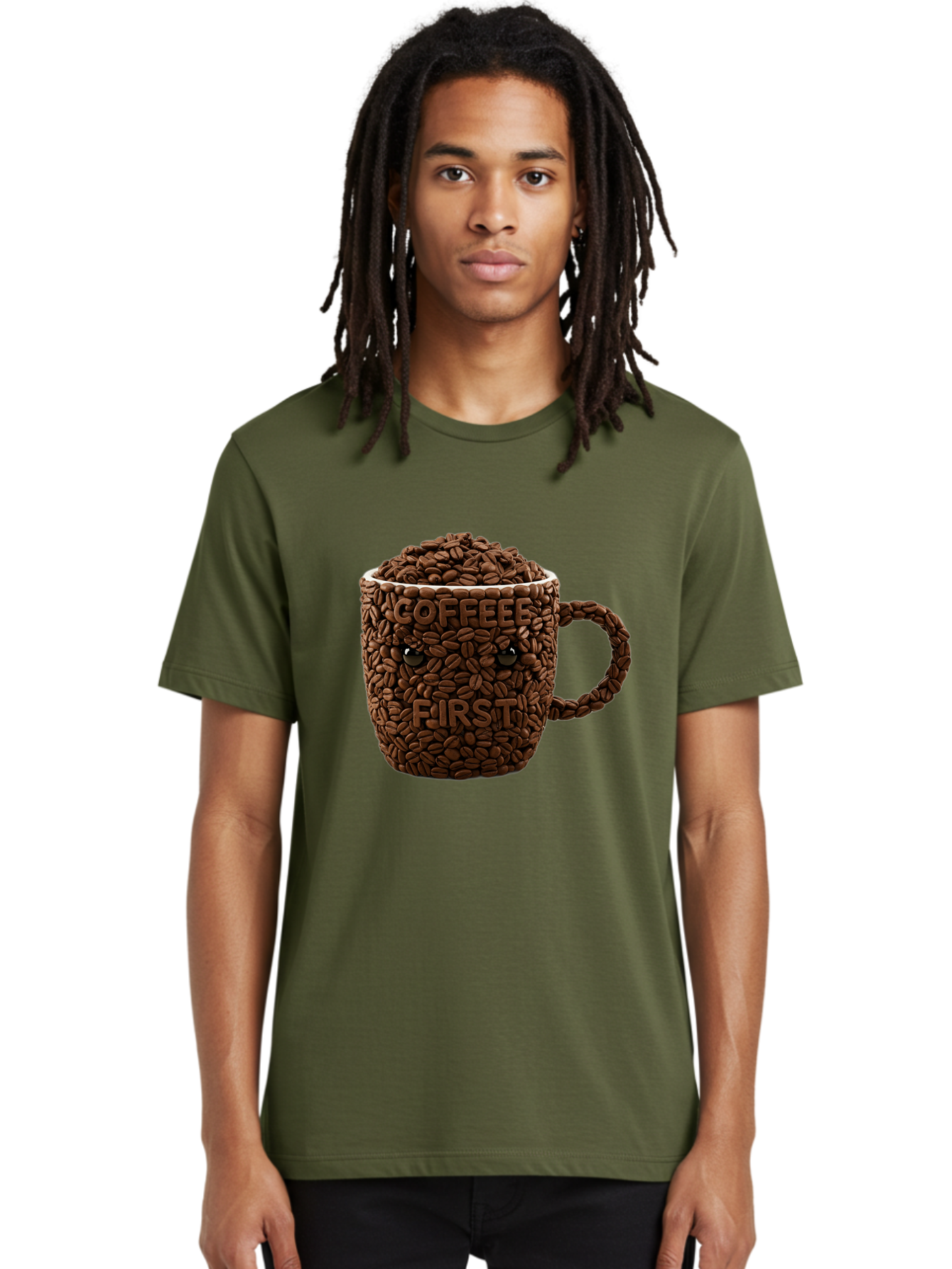 Coffee-First-2 Men'S Graphic Tee, 100% Cotton, Comfortable Casual Summer Wear, Machine Washable, Vintage Camera, Old Camera, Antique Camera, Black Camera, Classic Photography, Photography Equipment, Nostalgic Device, Film Camera, Camera Art Bak280