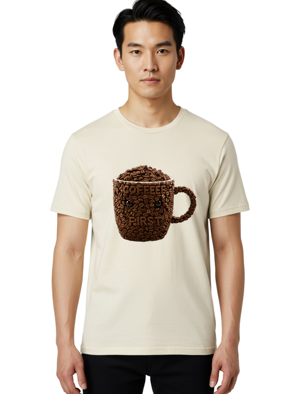 Coffee-First-2 Men'S Graphic Tee, 100% Cotton, Comfortable Casual Summer Wear, Machine Washable, Vintage Camera, Old Camera, Antique Camera, Black Camera, Classic Photography, Photography Equipment, Nostalgic Device, Film Camera, Camera Art Bak280