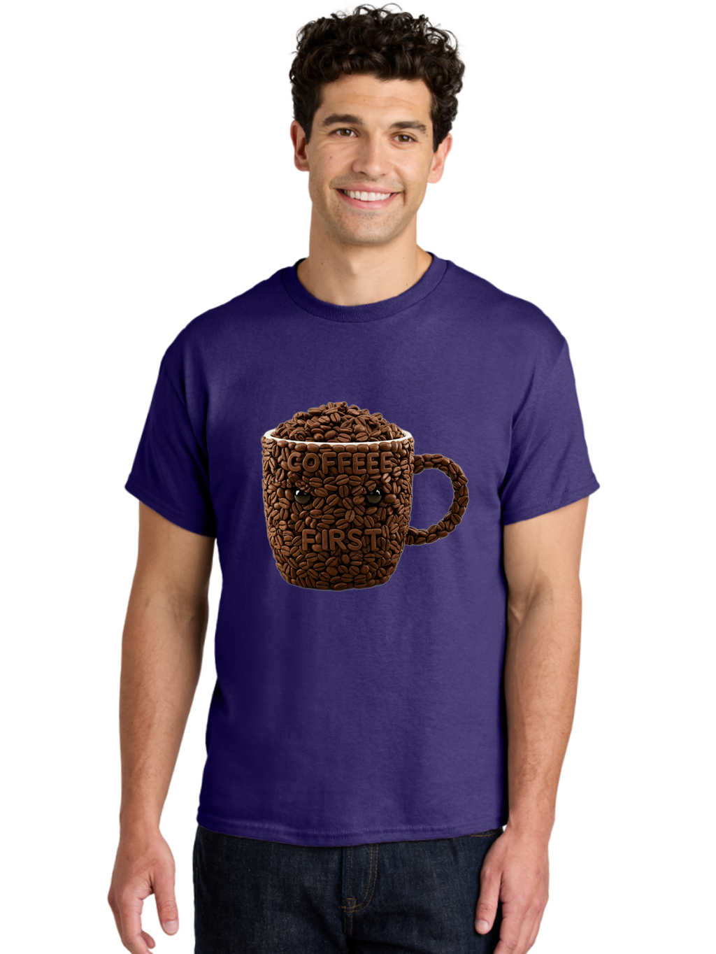 Coffee-First-2 Men'S Graphic Tee, 100% Cotton, Comfortable Casual Summer Wear, Machine Washable, Vintage Camera, Old Camera, Antique Camera, Black Camera, Classic Photography, Photography Equipment, Nostalgic Device, Film Camera, Camera Art Bak280
