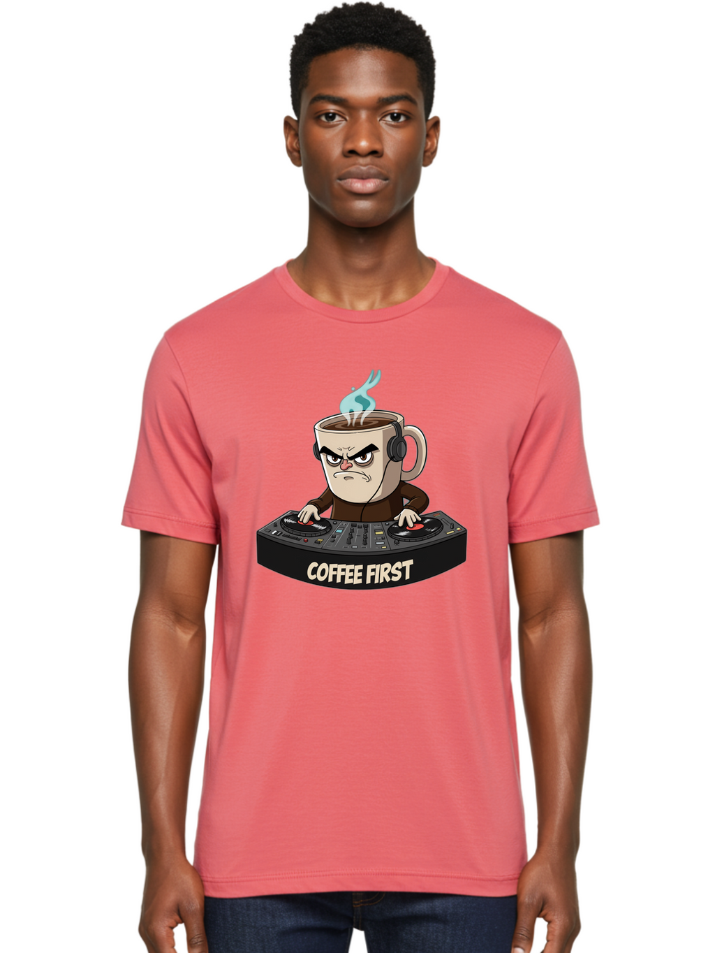 Coffee-First-3 Men'S Graphic Tee, 100% Cotton, Comfortable Casual Summer Wear, Machine Washable, Vintage Camera, Old Camera, Antique Camera, Black Camera, Classic Photography, Photography Equipment, Nostalgic Device, Film Camera, Camera Art Bak281