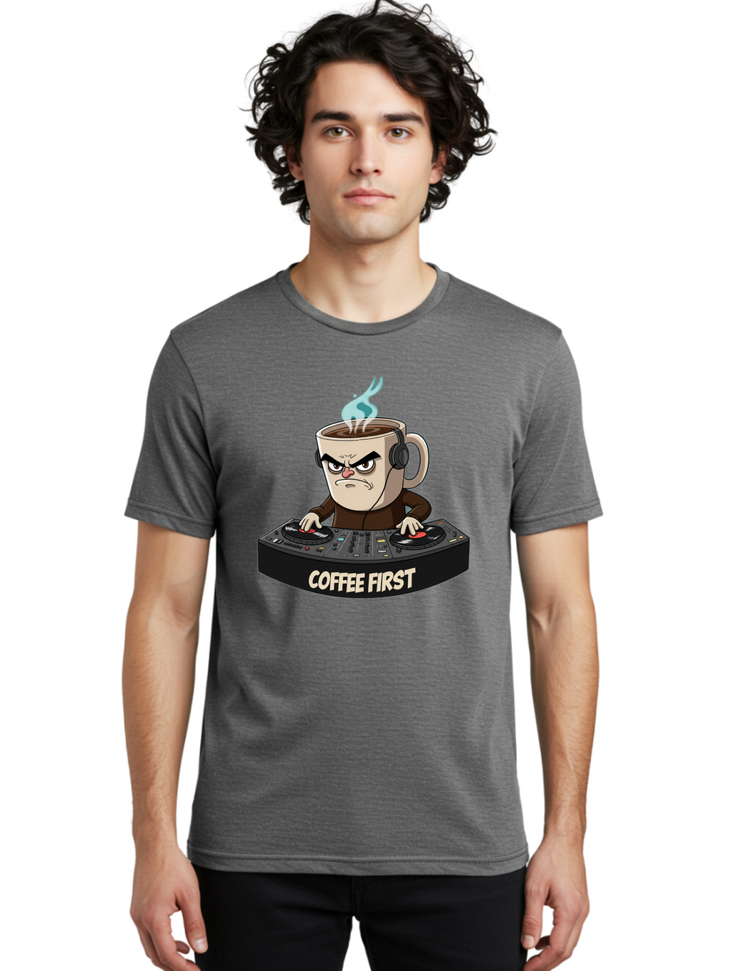 Coffee-First-3 Men'S Graphic Tee, 100% Cotton, Comfortable Casual Summer Wear, Machine Washable, Vintage Camera, Old Camera, Antique Camera, Black Camera, Classic Photography, Photography Equipment, Nostalgic Device, Film Camera, Camera Art Bak281