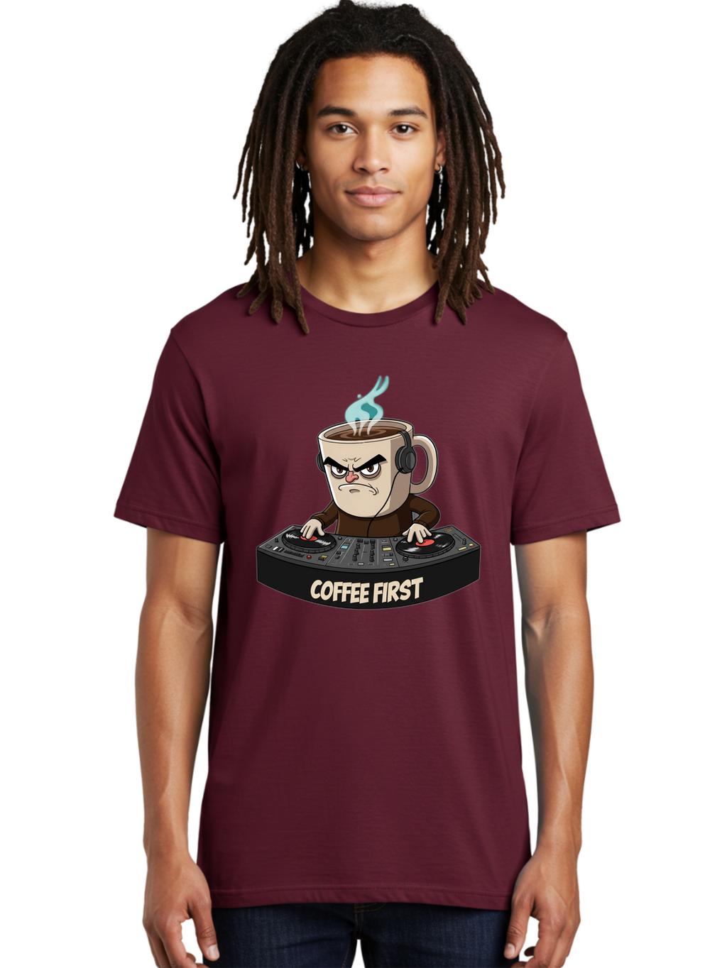 Coffee-First-3 Men'S Graphic Tee, 100% Cotton, Comfortable Casual Summer Wear, Machine Washable, Vintage Camera, Old Camera, Antique Camera, Black Camera, Classic Photography, Photography Equipment, Nostalgic Device, Film Camera, Camera Art Bak281