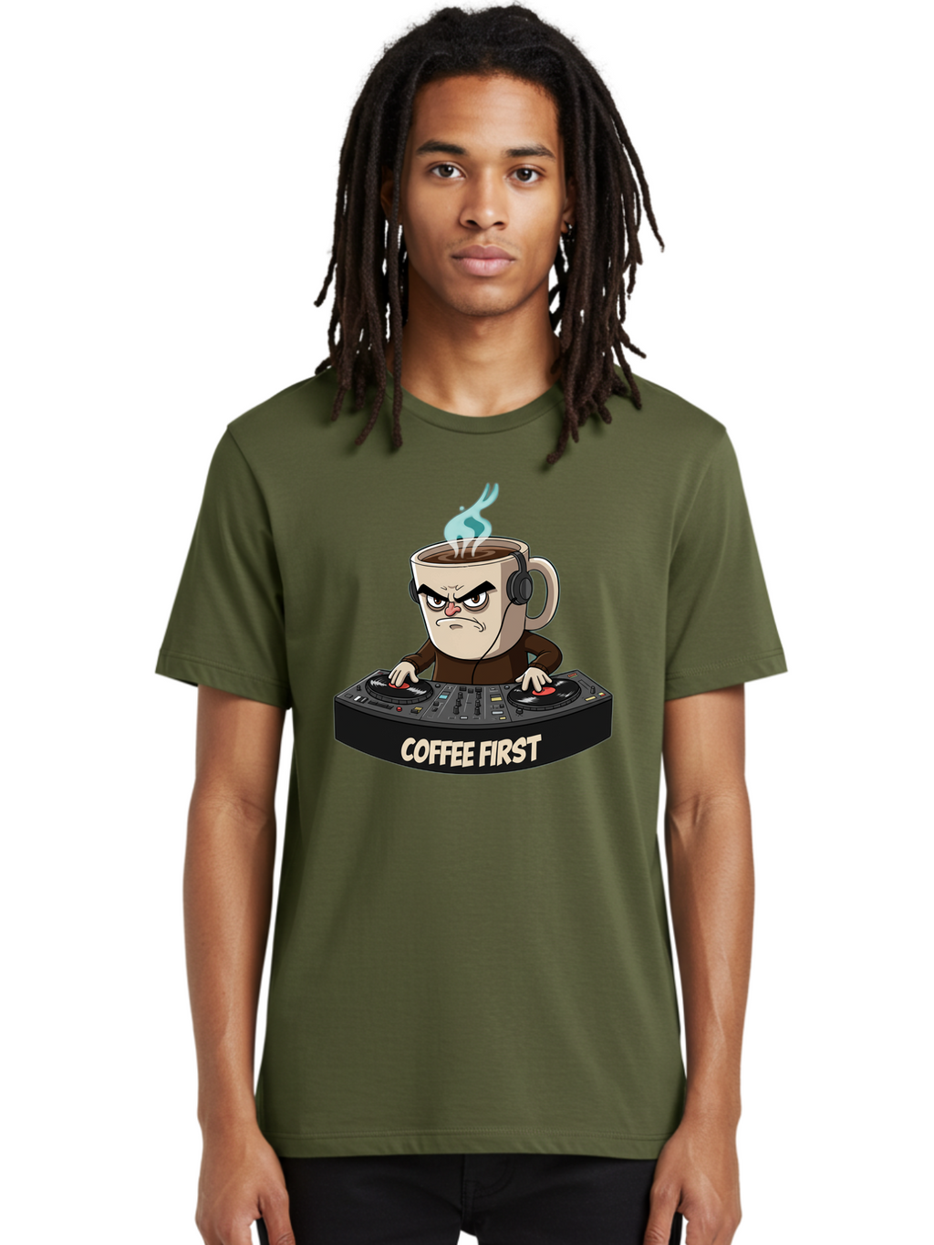 Coffee-First-3 Men'S Graphic Tee, 100% Cotton, Comfortable Casual Summer Wear, Machine Washable, Vintage Camera, Old Camera, Antique Camera, Black Camera, Classic Photography, Photography Equipment, Nostalgic Device, Film Camera, Camera Art Bak281