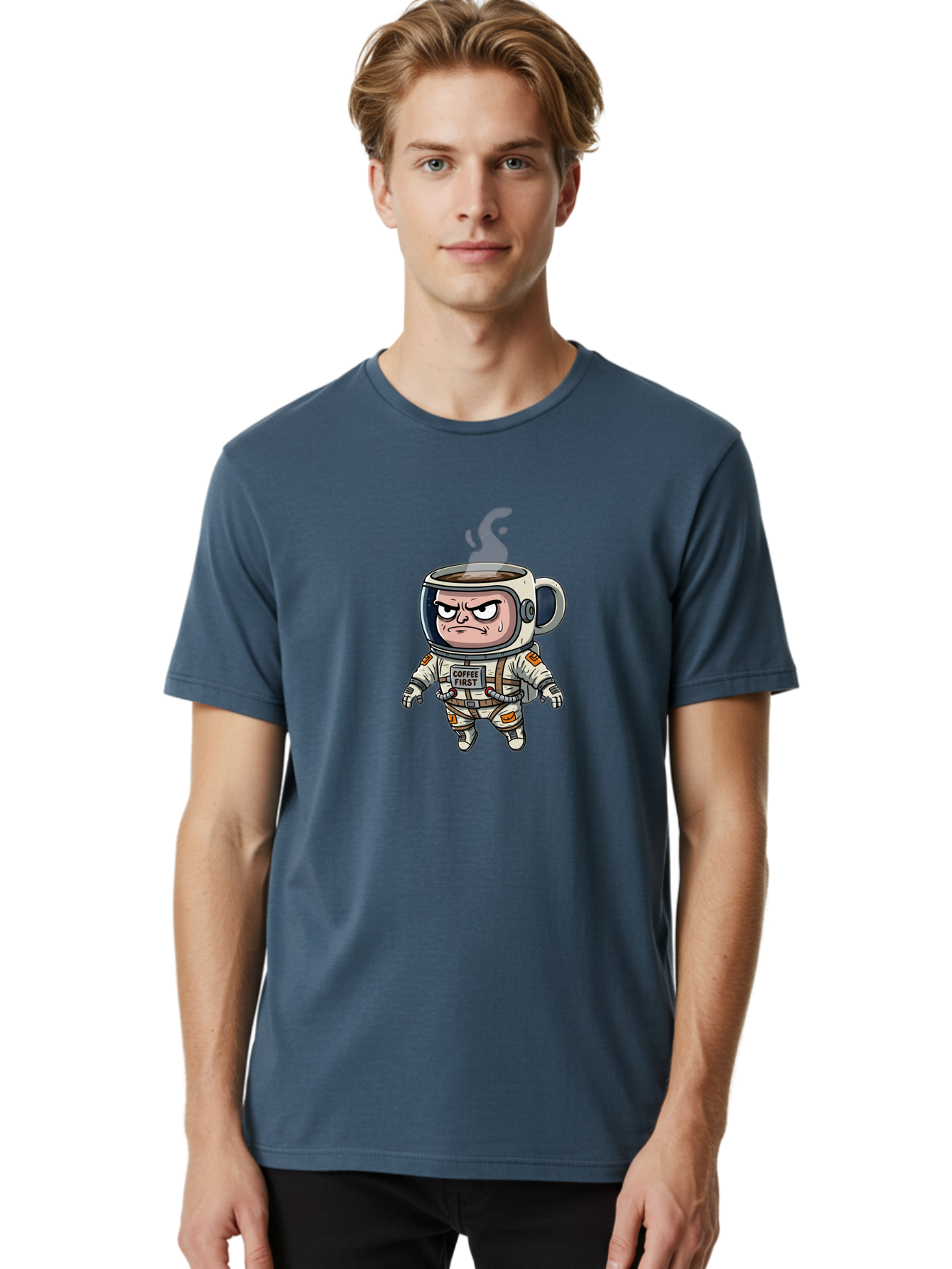 Coffee-First-4 Men'S Graphic Tee, 100% Cotton, Comfortable Casual Summer Wear, Machine Washable, Vintage Camera, Old Camera, Antique Camera, Black Camera, Classic Photography, Photography Equipment, Nostalgic Device, Film Camera, Camera Art Bak282