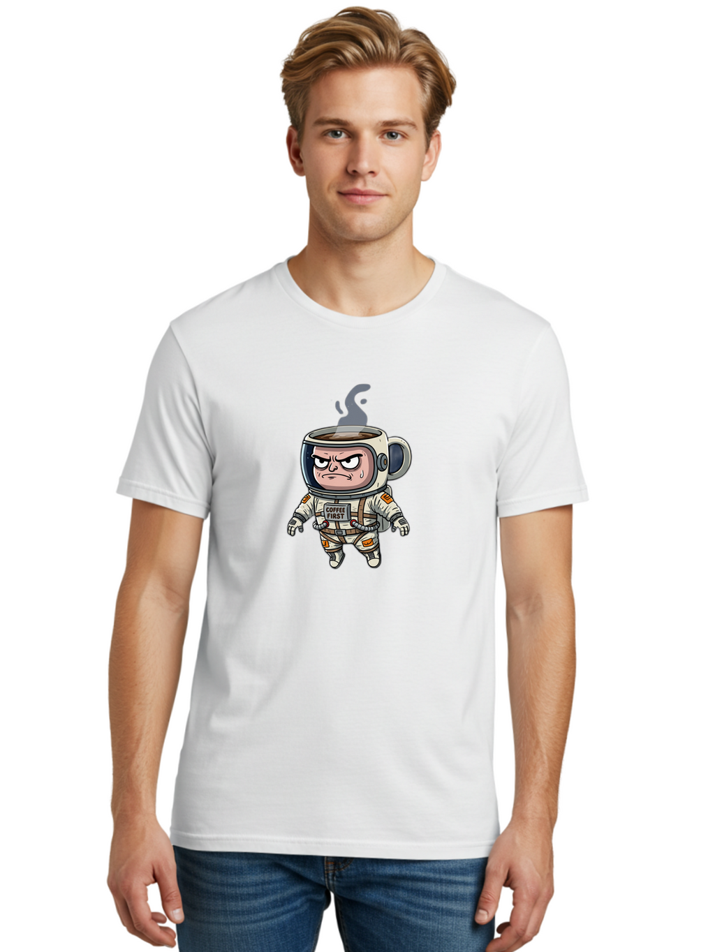 Coffee-First-4 Men'S Graphic Tee, 100% Cotton, Comfortable Casual Summer Wear, Machine Washable, Vintage Camera, Old Camera, Antique Camera, Black Camera, Classic Photography, Photography Equipment, Nostalgic Device, Film Camera, Camera Art Bak282