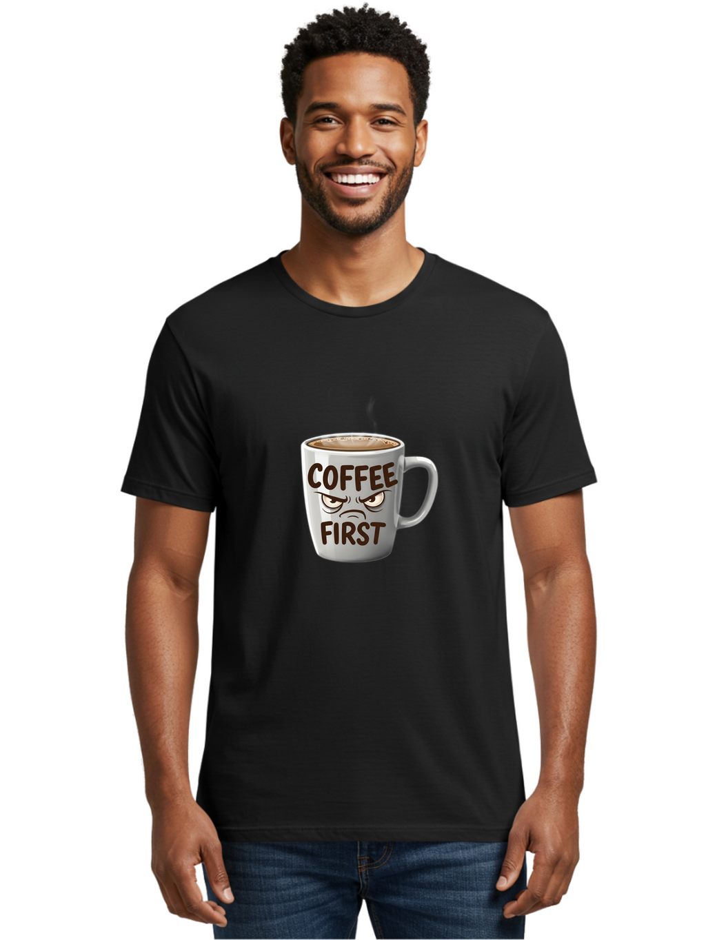 Coffee-First Men'S Graphic Tee, 100% Cotton, Comfortable Casual Summer Wear, Machine Washable, Vintage Camera, Old Camera, Antique Camera, Black Camera, Classic Photography, Photography Equipment, Nostalgic Device, Film Camera, Camera Art Bak283