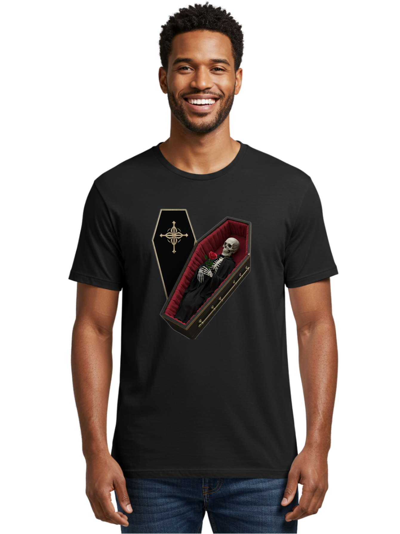 Coffin-Skeleton Men'S Graphic Tee, 100% Cotton, Comfortable Casual Summer Wear, Machine Washable, Vintage Camera, Old Camera, Antique Camera, Black Camera, Classic Photography, Photography Equipment, Nostalgic Device, Film Camera, Camera Art Bak285