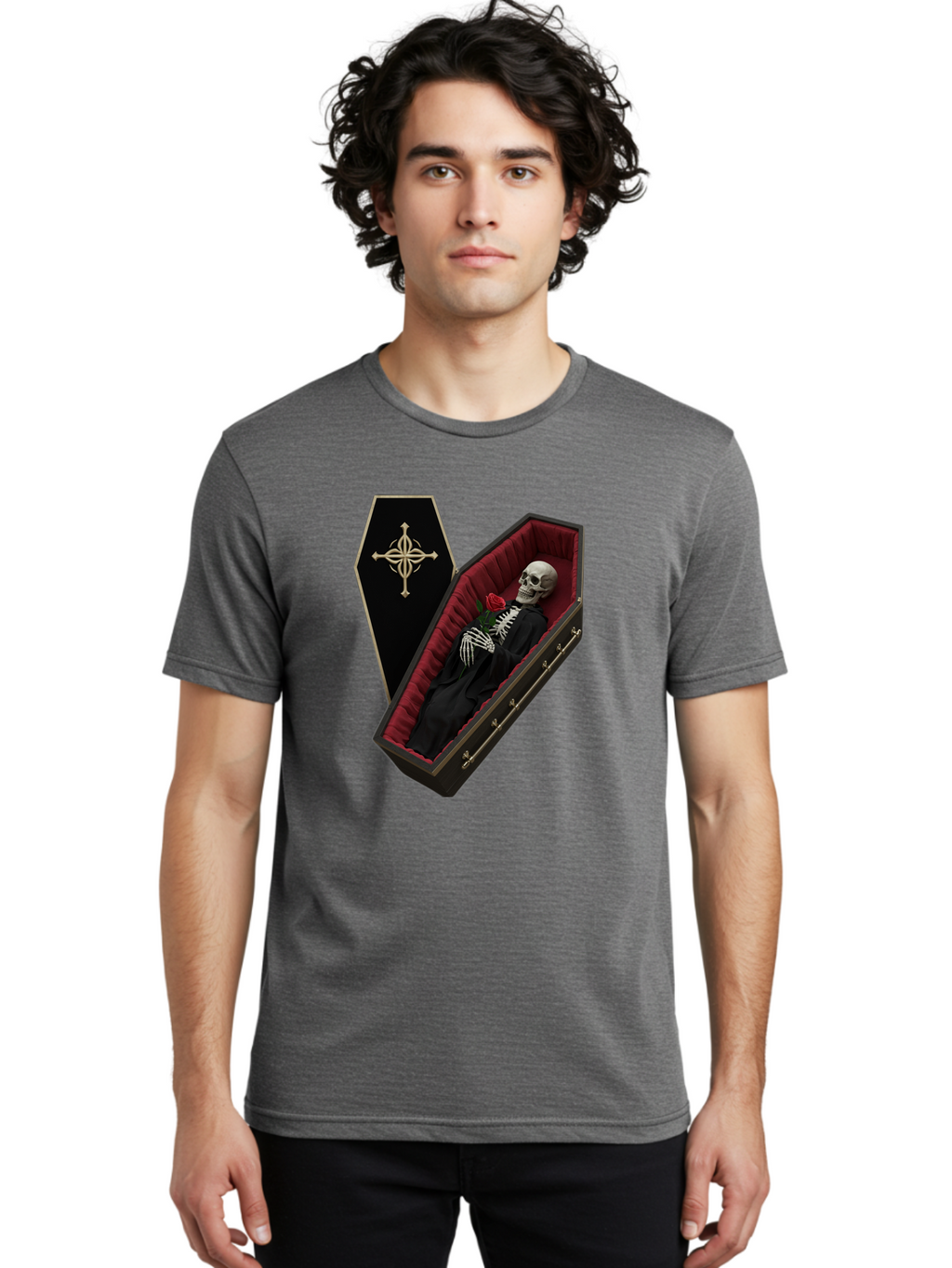 Coffin-Skeleton Men'S Graphic Tee, 100% Cotton, Comfortable Casual Summer Wear, Machine Washable, Vintage Camera, Old Camera, Antique Camera, Black Camera, Classic Photography, Photography Equipment, Nostalgic Device, Film Camera, Camera Art Bak285