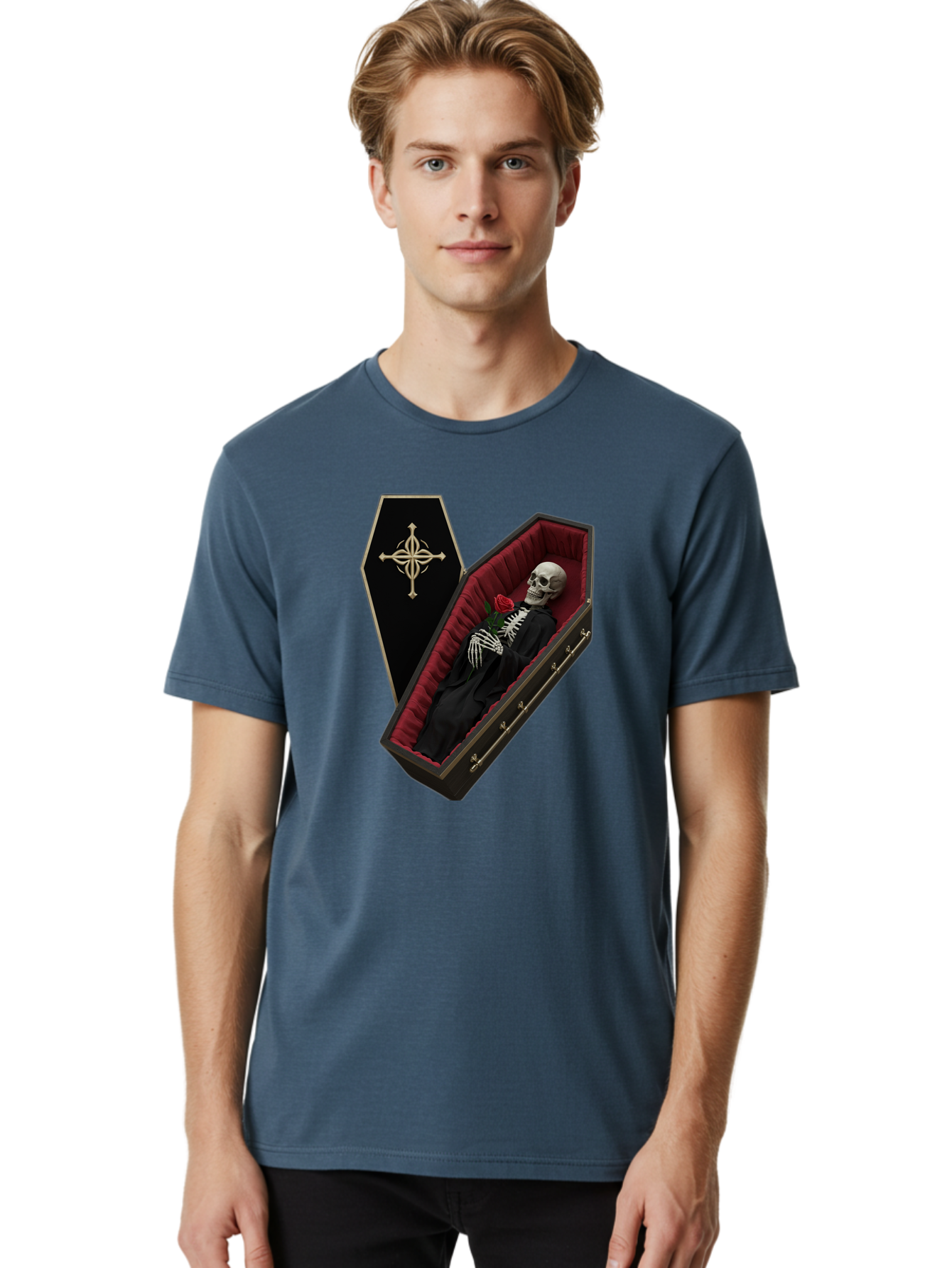 Coffin-Skeleton Men'S Graphic Tee, 100% Cotton, Comfortable Casual Summer Wear, Machine Washable, Vintage Camera, Old Camera, Antique Camera, Black Camera, Classic Photography, Photography Equipment, Nostalgic Device, Film Camera, Camera Art Bak285