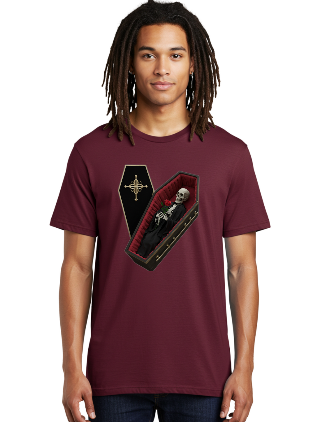 Coffin-Skeleton Men'S Graphic Tee, 100% Cotton, Comfortable Casual Summer Wear, Machine Washable, Vintage Camera, Old Camera, Antique Camera, Black Camera, Classic Photography, Photography Equipment, Nostalgic Device, Film Camera, Camera Art Bak285