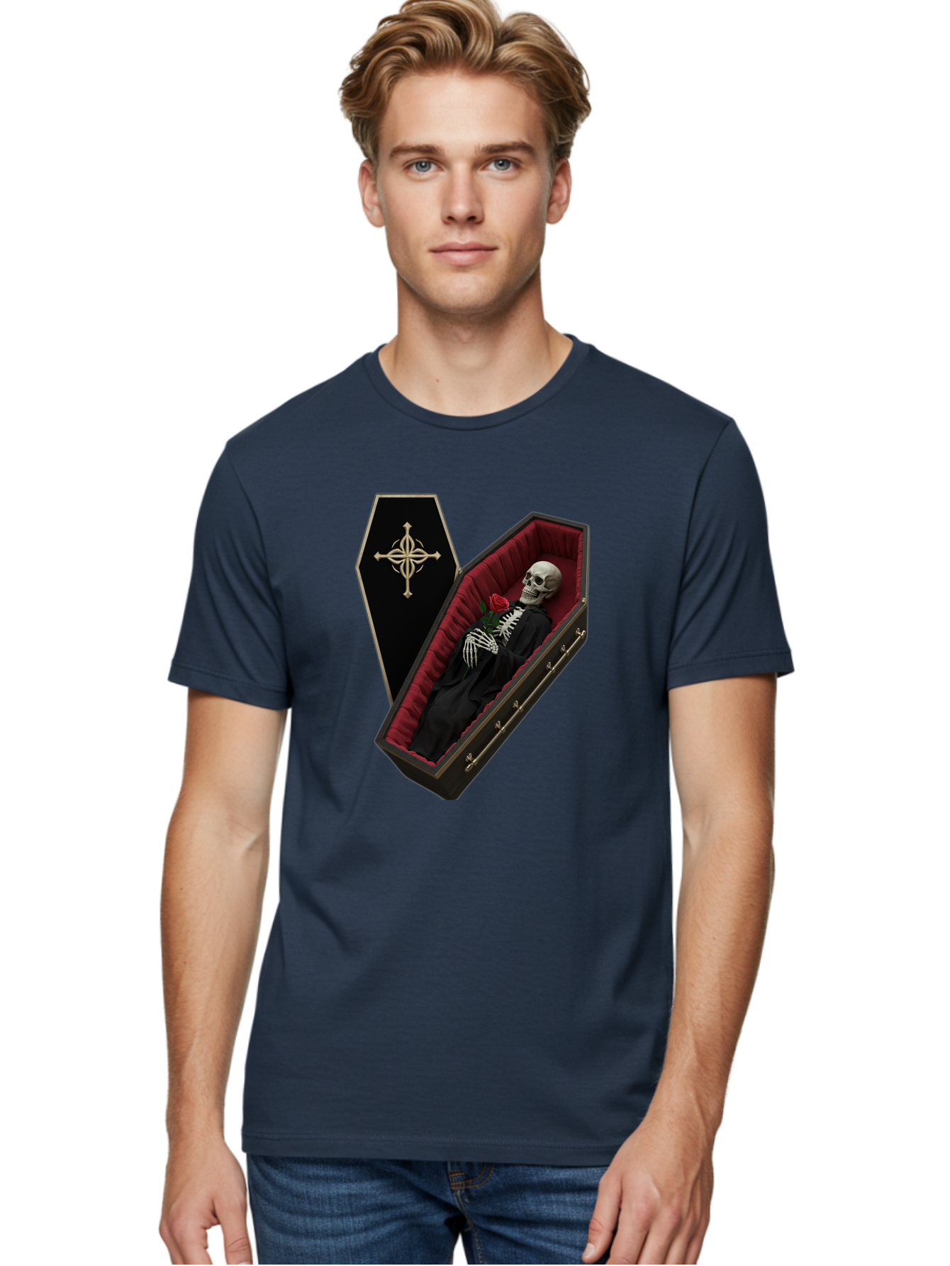 Coffin-Skeleton Men'S Graphic Tee, 100% Cotton, Comfortable Casual Summer Wear, Machine Washable, Vintage Camera, Old Camera, Antique Camera, Black Camera, Classic Photography, Photography Equipment, Nostalgic Device, Film Camera, Camera Art Bak285