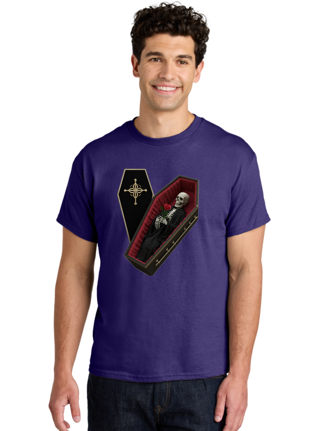 Coffin-Skeleton Men'S Graphic Tee, 100% Cotton, Comfortable Casual Summer Wear, Machine Washable, Vintage Camera, Old Camera, Antique Camera, Black Camera, Classic Photography, Photography Equipment, Nostalgic Device, Film Camera, Camera Art Bak285