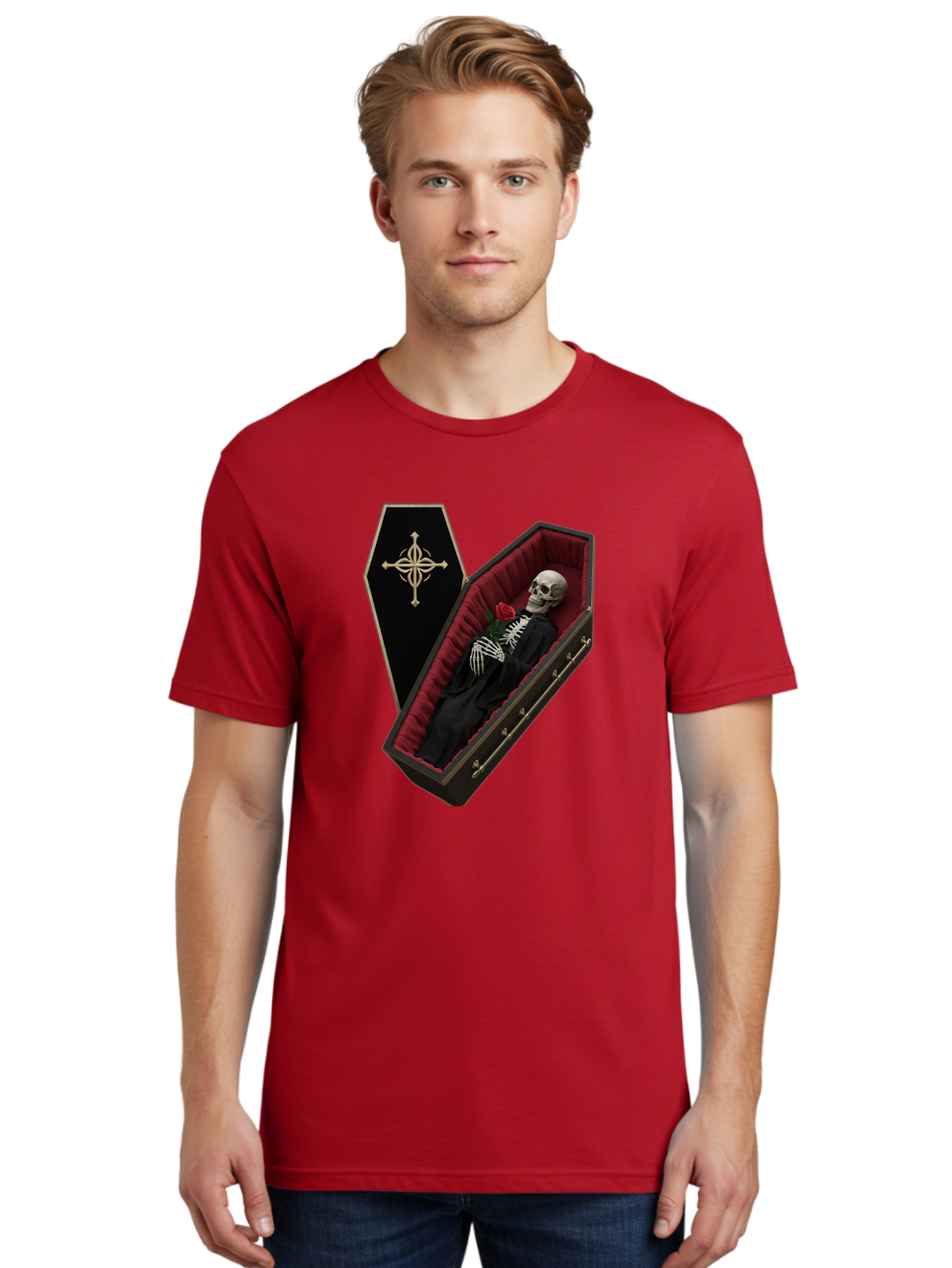 Coffin-Skeleton Men'S Graphic Tee, 100% Cotton, Comfortable Casual Summer Wear, Machine Washable, Vintage Camera, Old Camera, Antique Camera, Black Camera, Classic Photography, Photography Equipment, Nostalgic Device, Film Camera, Camera Art Bak285