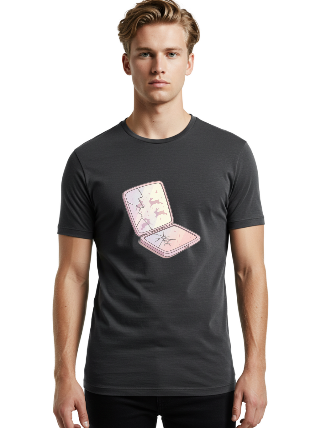 Compact-Mirror Men'S Graphic Tee, 100% Cotton, Comfortable Casual Summer Wear, Machine Washable, Vintage Camera, Old Camera, Antique Camera, Black Camera, Classic Photography, Photography Equipment, Nostalgic Device, Film Camera, Camera Art Bak290