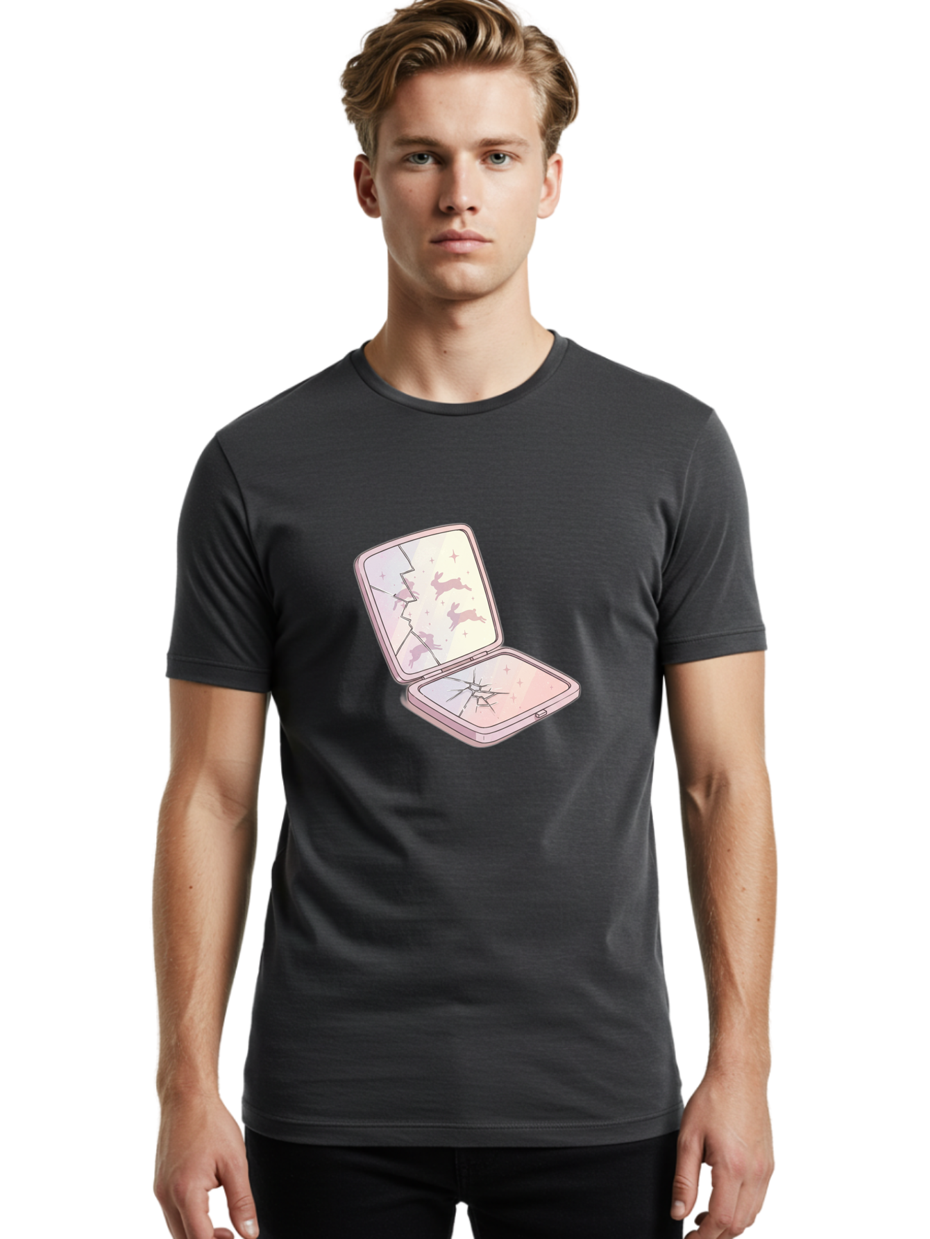 Compact-Mirror Men'S Graphic Tee, 100% Cotton, Comfortable Casual Summer Wear, Machine Washable, Vintage Camera, Old Camera, Antique Camera, Black Camera, Classic Photography, Photography Equipment, Nostalgic Device, Film Camera, Camera Art Bak290