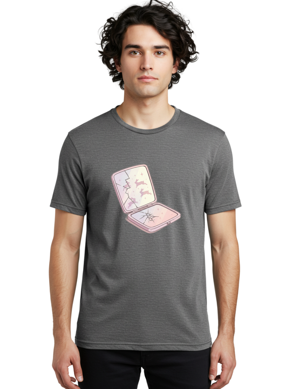Compact-Mirror Men'S Graphic Tee, 100% Cotton, Comfortable Casual Summer Wear, Machine Washable, Vintage Camera, Old Camera, Antique Camera, Black Camera, Classic Photography, Photography Equipment, Nostalgic Device, Film Camera, Camera Art Bak290