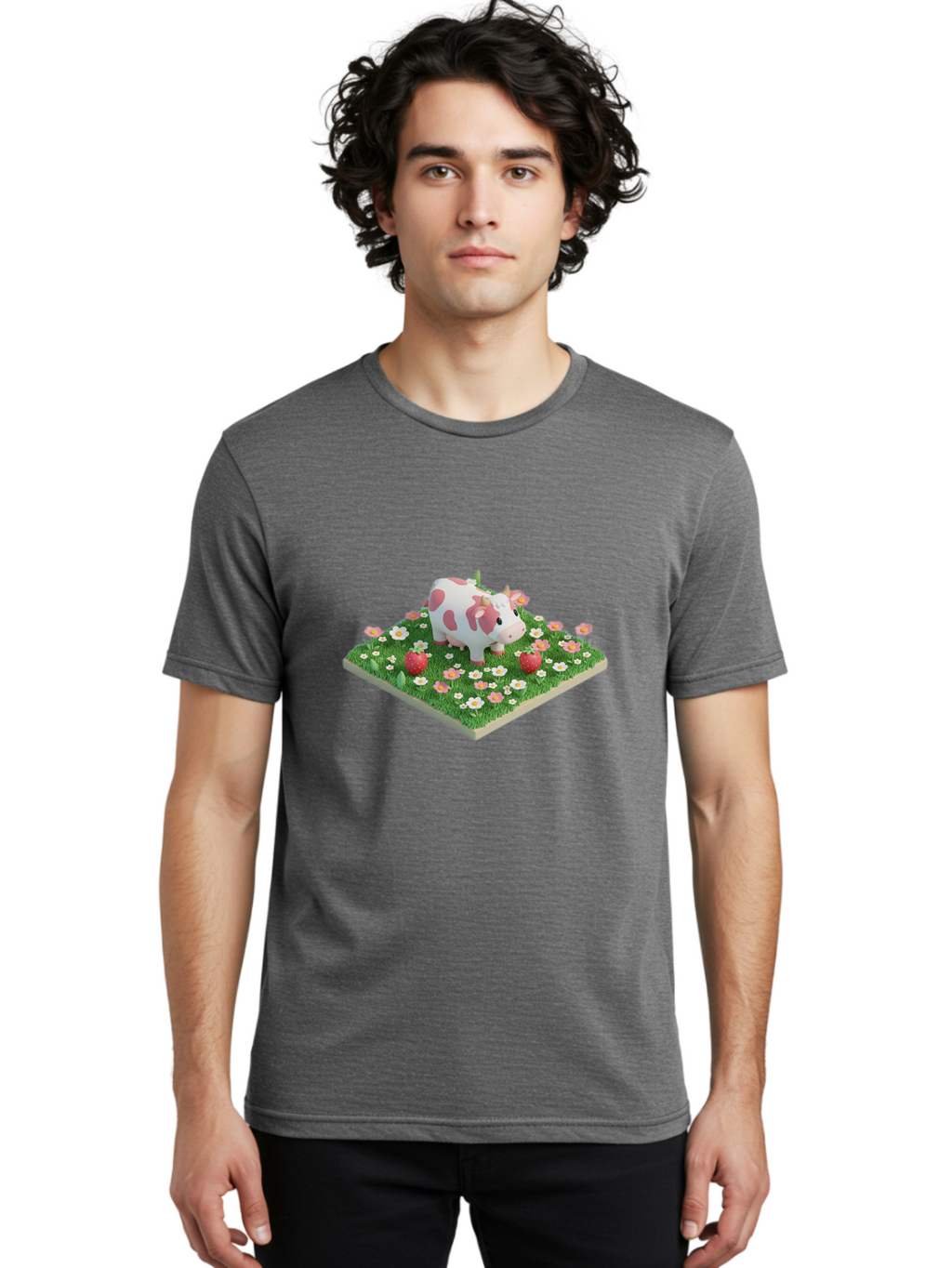 Cow-And-Flowers Men'S Graphic Tee, 100% Cotton, Comfortable Casual Summer Wear, Machine Washable, Vintage Camera, Old Camera, Antique Camera, Black Camera, Classic Photography, Photography Equipment, Nostalgic Device, Film Camera, Camera Art Bak298