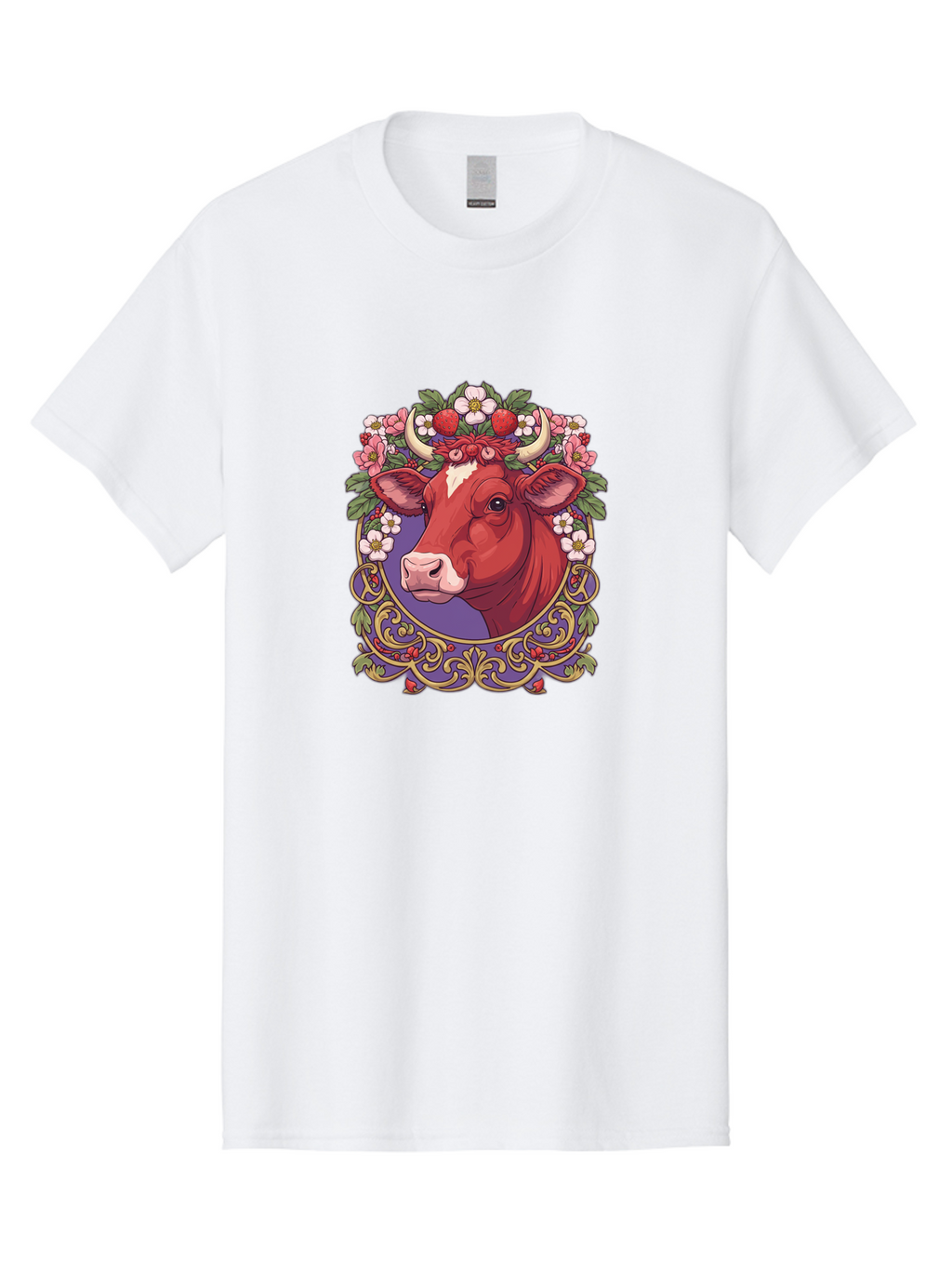 Cow-Floral-Crown Men'S Graphic Tee, 100% Cotton, Comfortable Casual Summer Wear, Machine Washable, Vintage Camera, Old Camera, Antique Camera, Black Camera, Classic Photography, Photography Equipment, Nostalgic Device, Film Camera, Camera Art Bak299