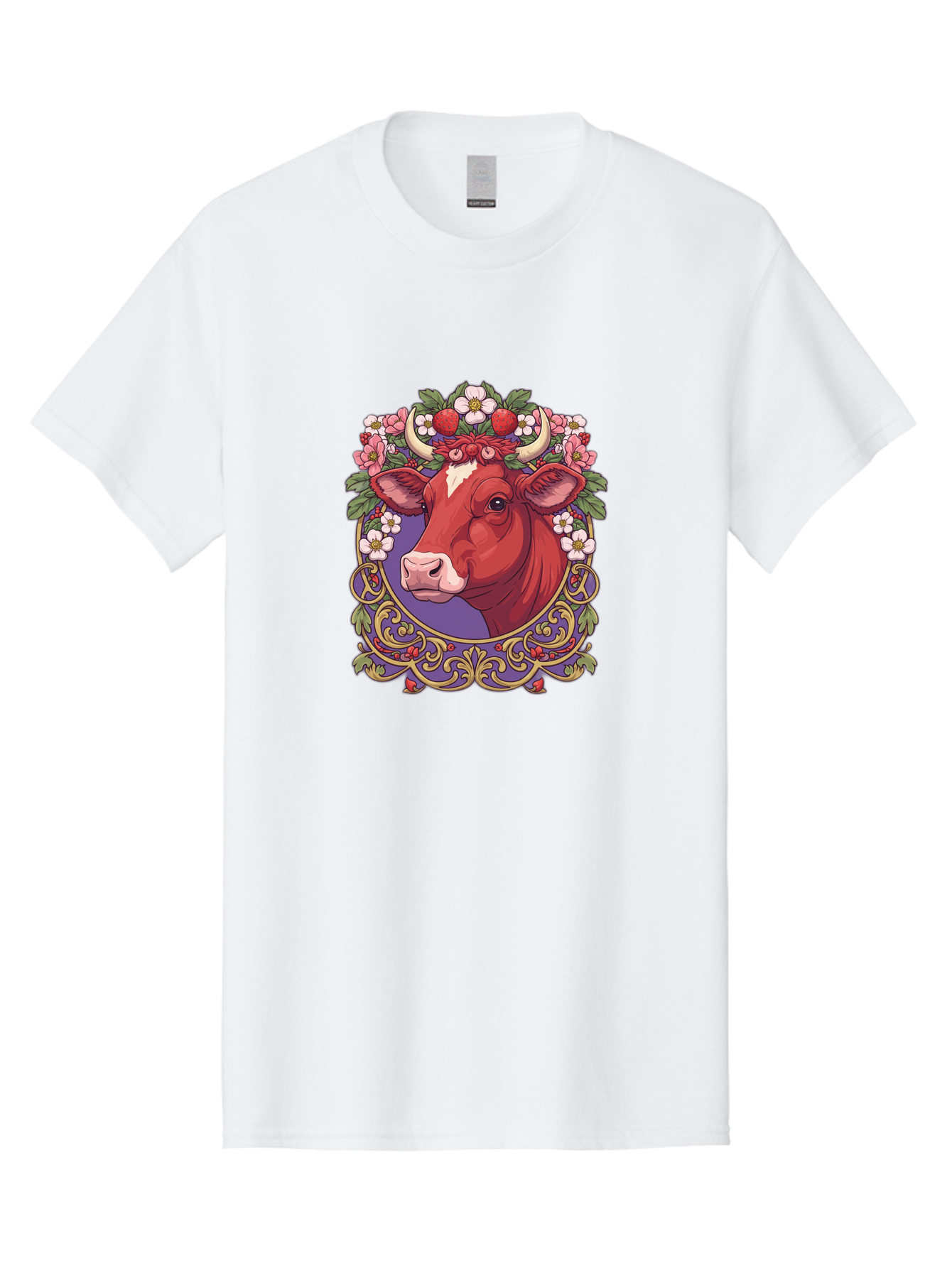 Cow-Floral-Crown Men'S Graphic Tee, 100% Cotton, Comfortable Casual Summer Wear, Machine Washable, Vintage Camera, Old Camera, Antique Camera, Black Camera, Classic Photography, Photography Equipment, Nostalgic Device, Film Camera, Camera Art Bak299