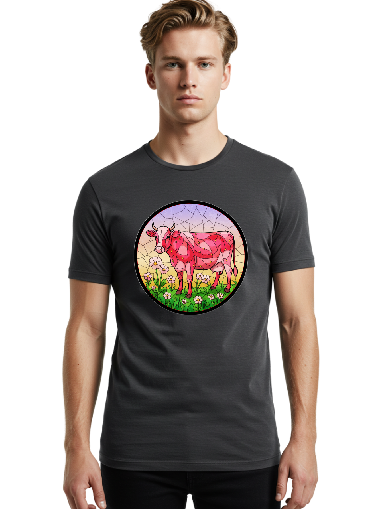 Cow-In-Field Men'S Graphic Tee, 100% Cotton, Comfortable Casual Summer Wear, Machine Washable, Vintage Camera, Old Camera, Antique Camera, Black Camera, Classic Photography, Photography Equipment, Nostalgic Device, Film Camera, Camera Art Bak300
