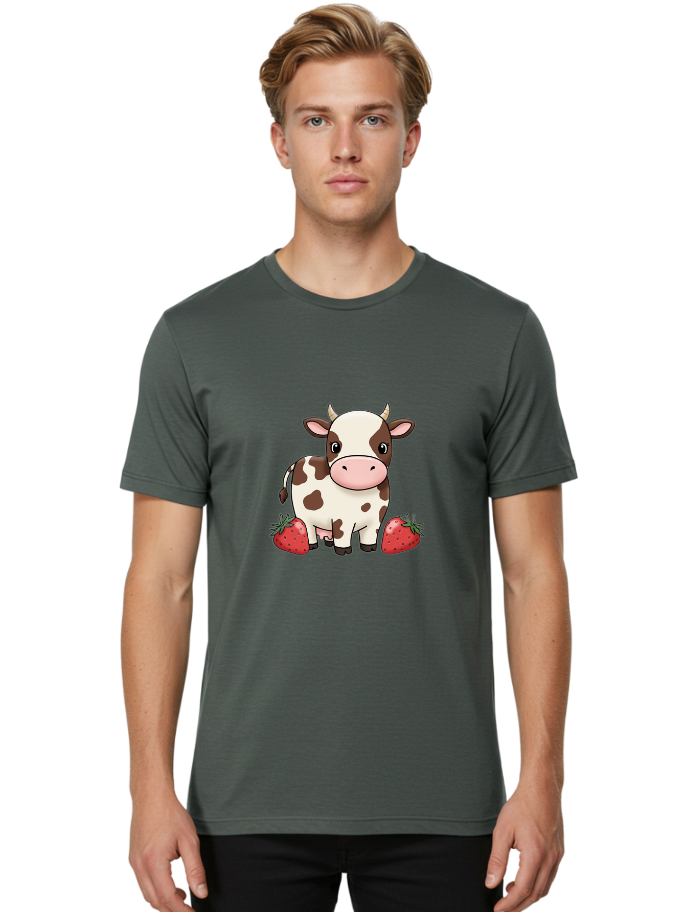 Cow-With-Strawberries Men'S Graphic Tee, 100% Cotton, Comfortable Casual Summer Wear, Machine Washable, Vintage Camera, Old Camera, Antique Camera, Black Camera, Classic Photography, Photography Equipment, Nostalgic Device, Film Camera, Bak302