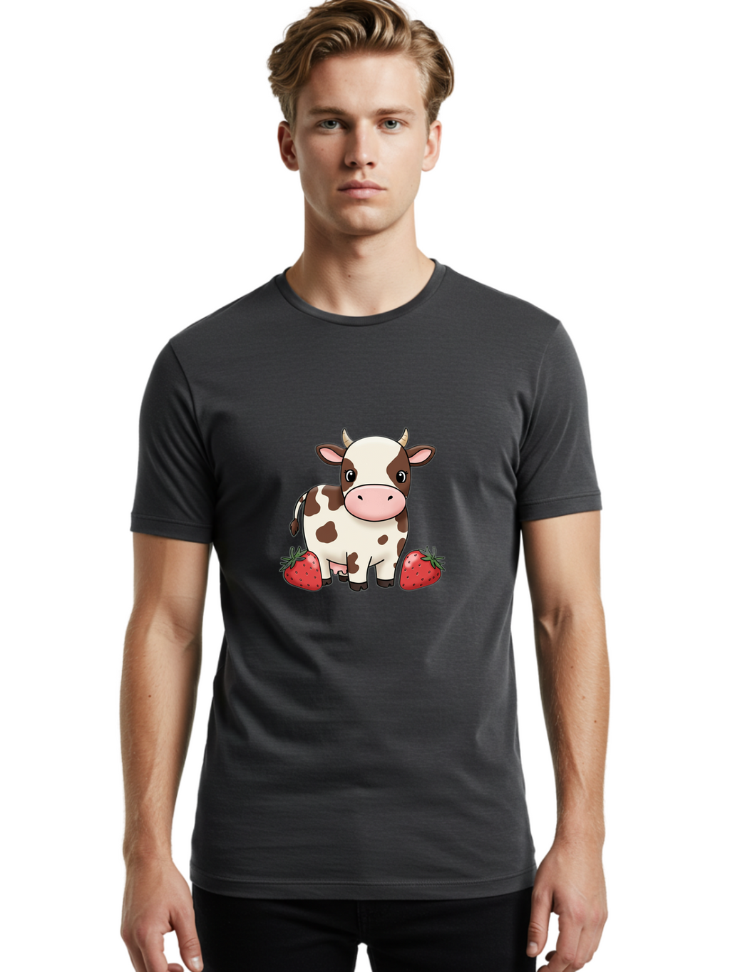 Cow-With-Strawberries Men'S Graphic Tee, 100% Cotton, Comfortable Casual Summer Wear, Machine Washable, Vintage Camera, Old Camera, Antique Camera, Black Camera, Classic Photography, Photography Equipment, Nostalgic Device, Film Camera, Bak302